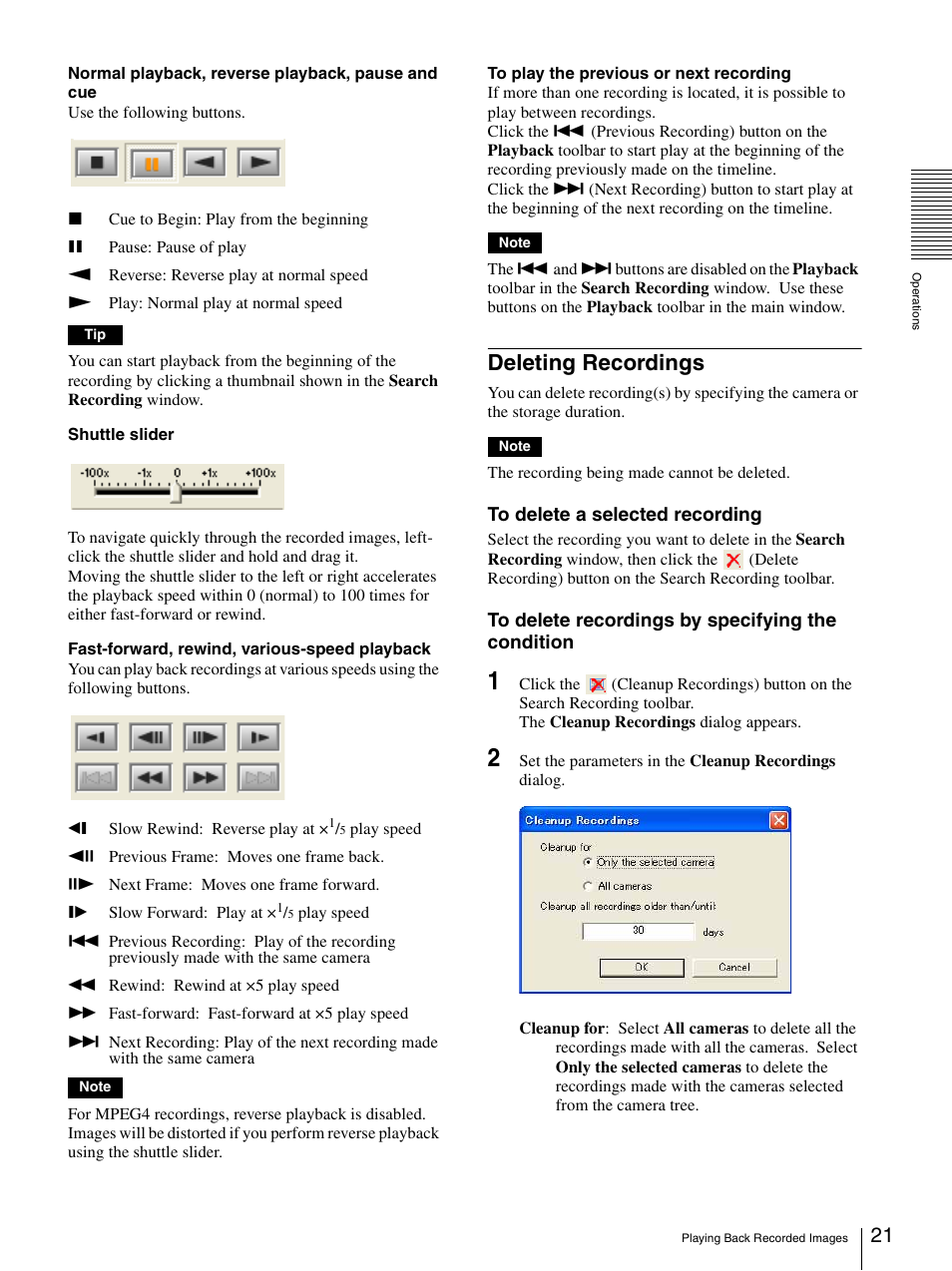 Deleting recordings | Sony 9032PW User Manual | Page 21 / 37