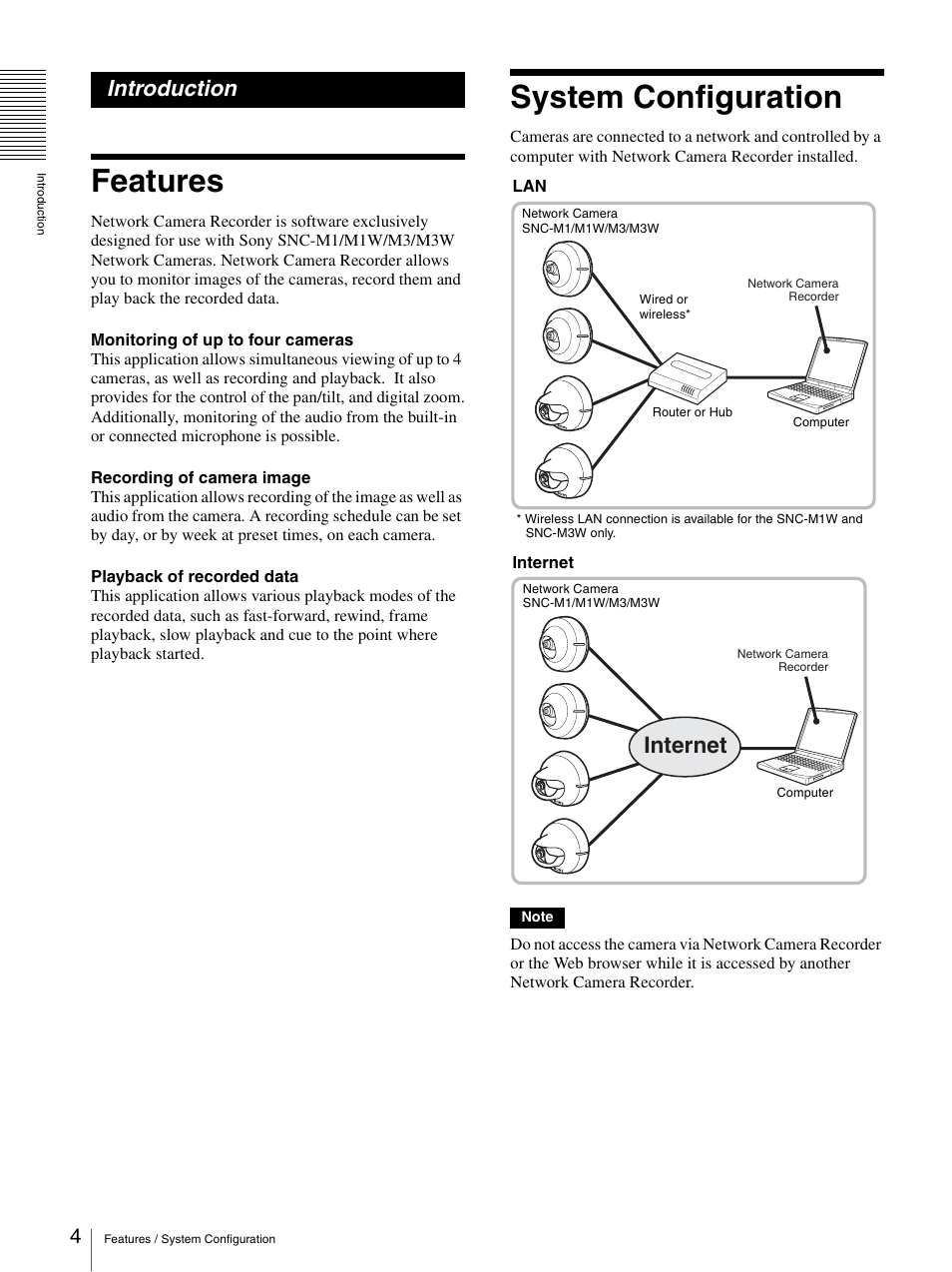 Introduction, Features, System configuration | Features system configuration, Internet | Sony 9032PW User Manual | Page 4 / 37