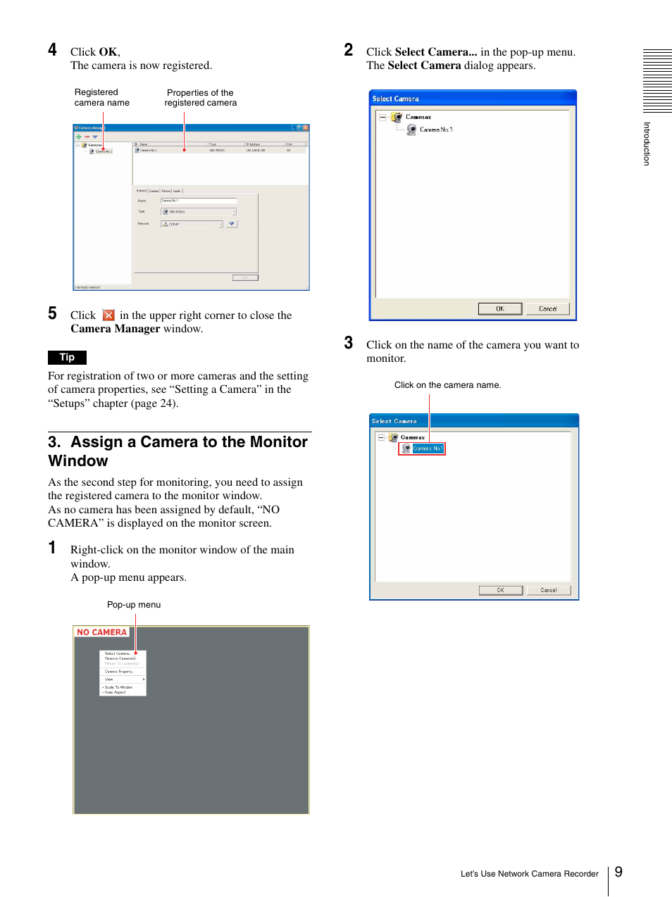 Assign a camera to the monitor window | Sony 9032PW User Manual | Page 9 / 37