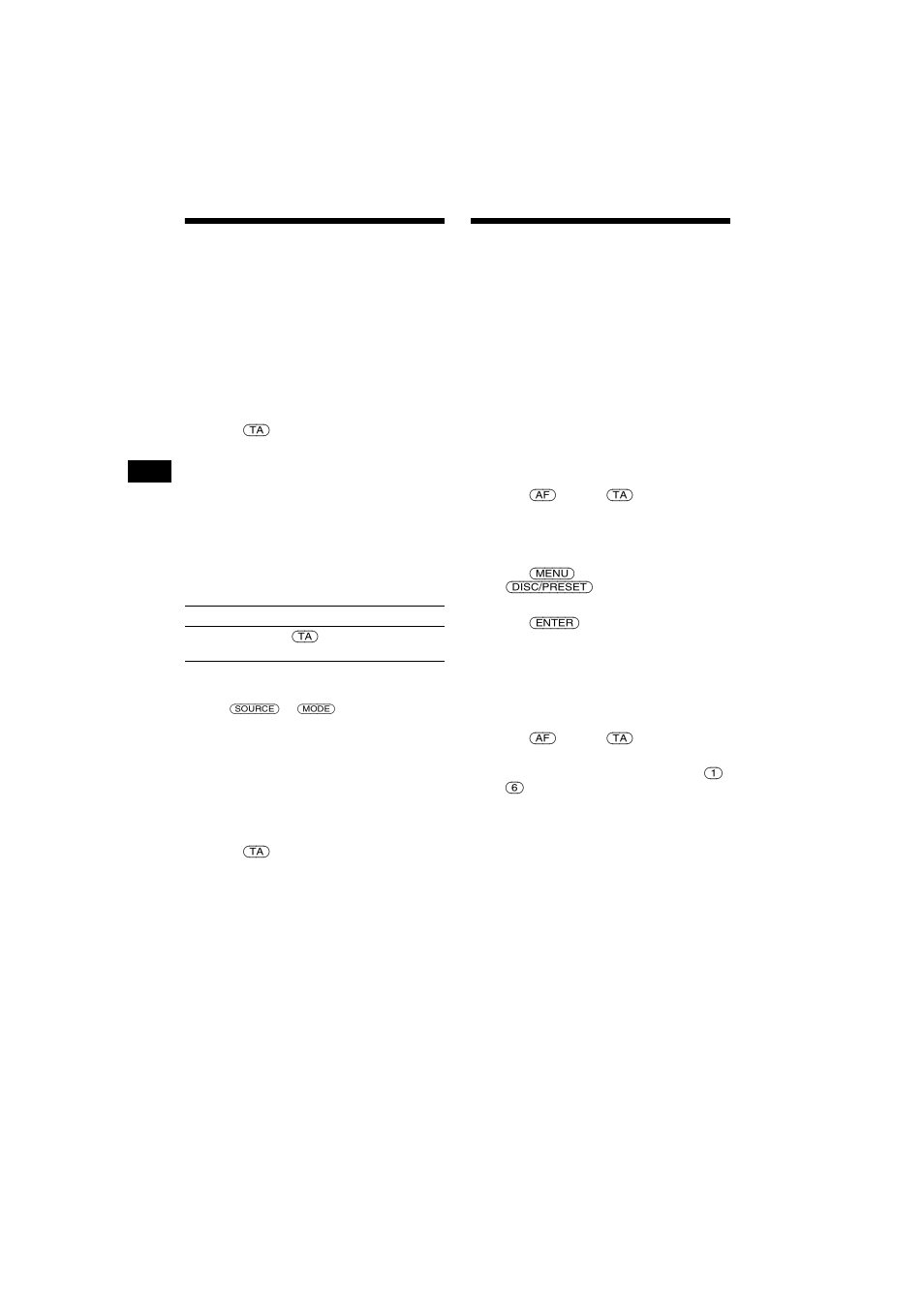 Receiving traffic announcements, Presetting rds stations with af and ta setting, Ta/tp | Presetting rds stations with af and ta, Setting | Sony CDX-CA700X User Manual | Page 16 / 148