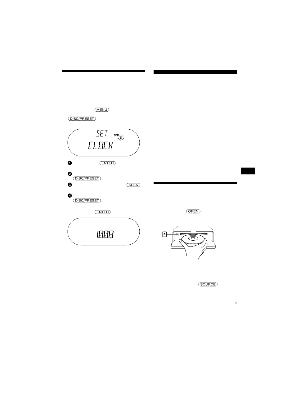 Réglage de l’horloge, Lecteur cd lecteur cd/md (en option), Lecture d’un disque | Sony CDX-CA700X User Manual | Page 67 / 148