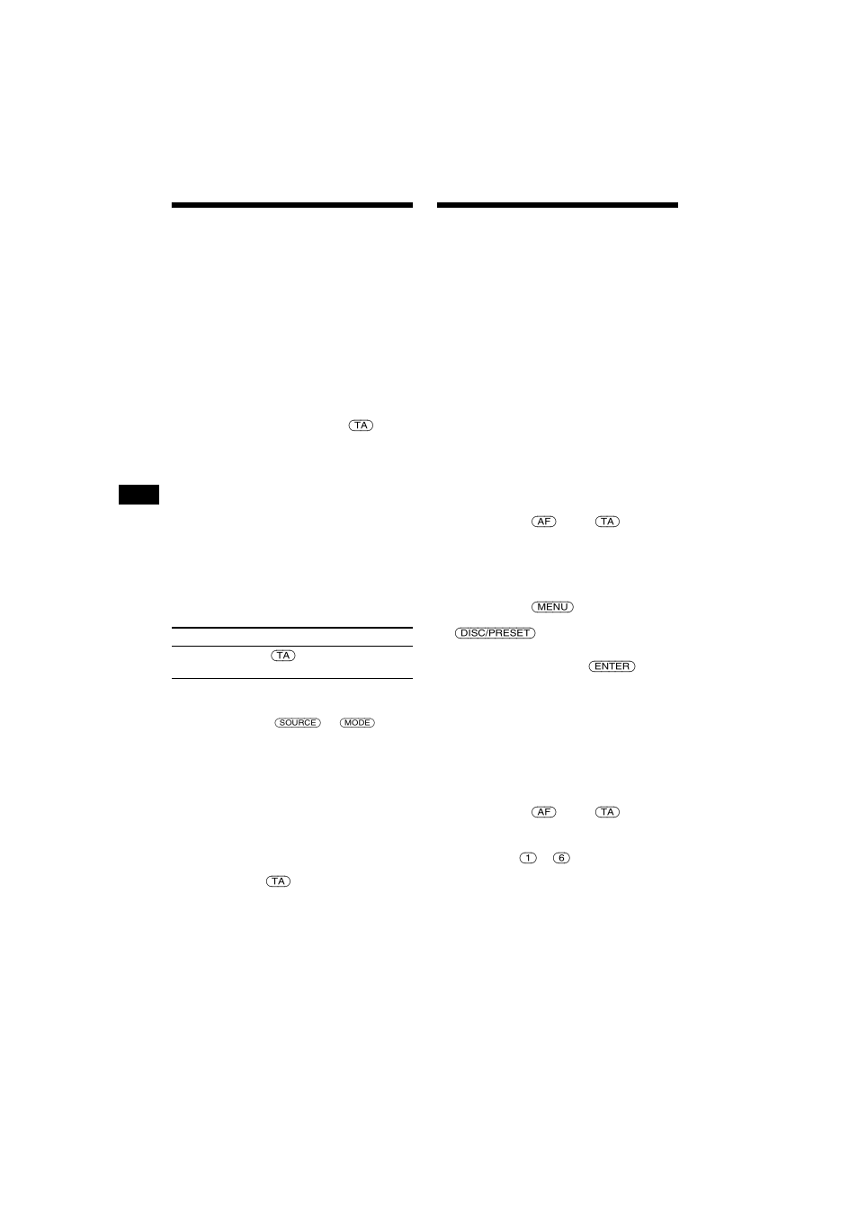 Ecoute des messages de radioguidage, Ta/tp, Présélection des stations rds avec les | Réglages af et ta | Sony CDX-CA700X User Manual | Page 74 / 148