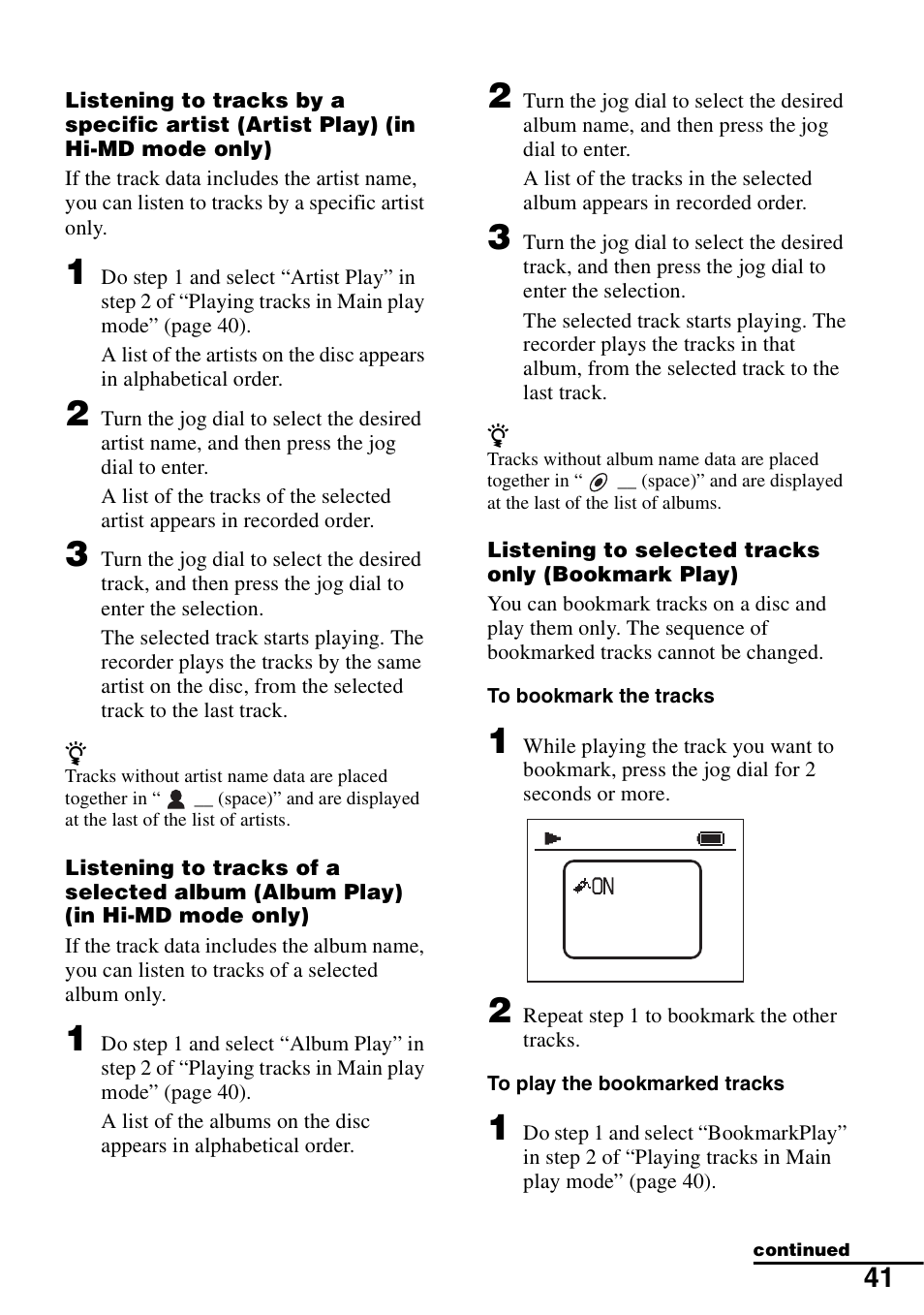 Sony MZ-RH10 User Manual | Page 41 / 119