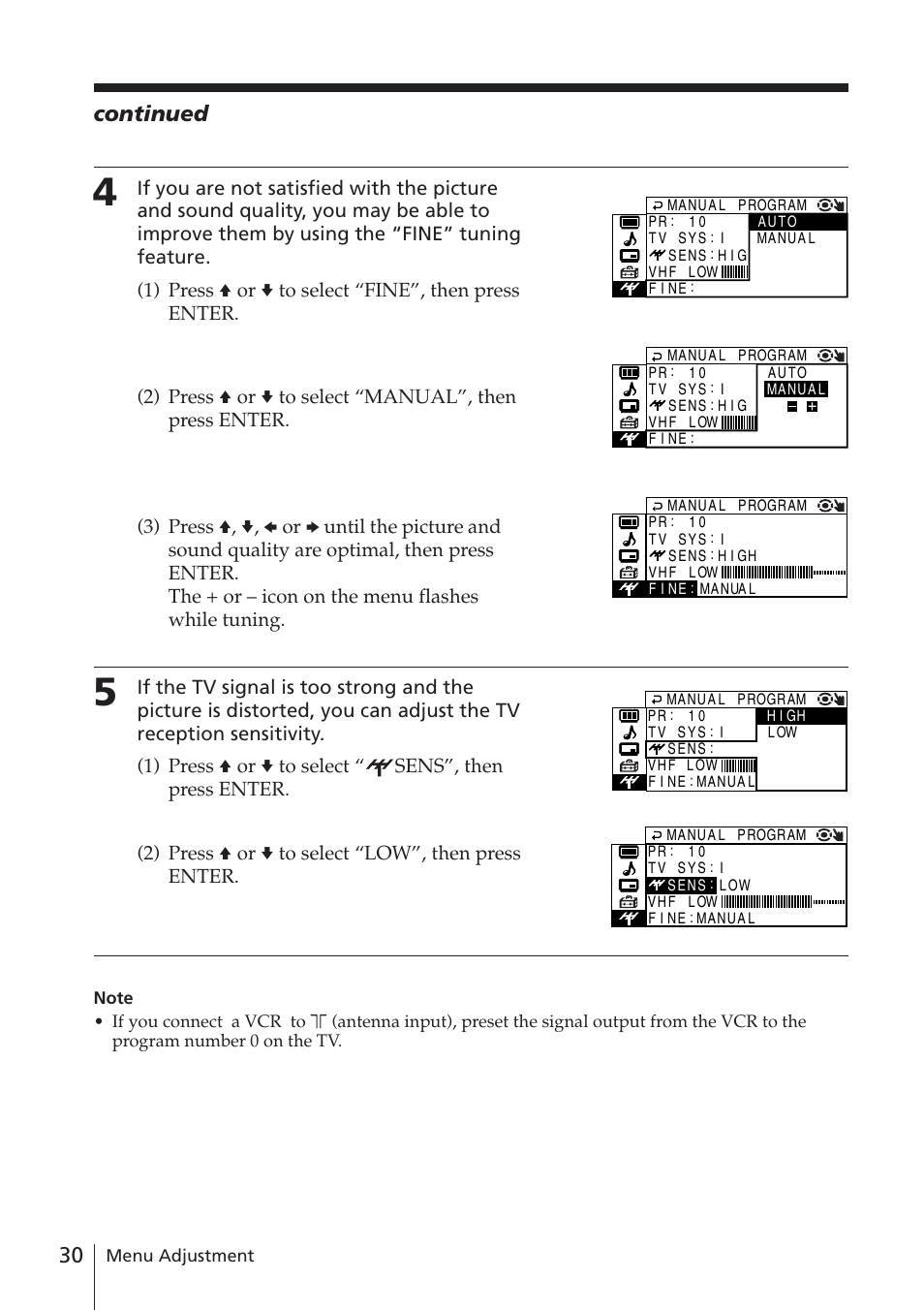 Continued | Sony WEGA KV-DR34 User Manual | Page 30 / 37