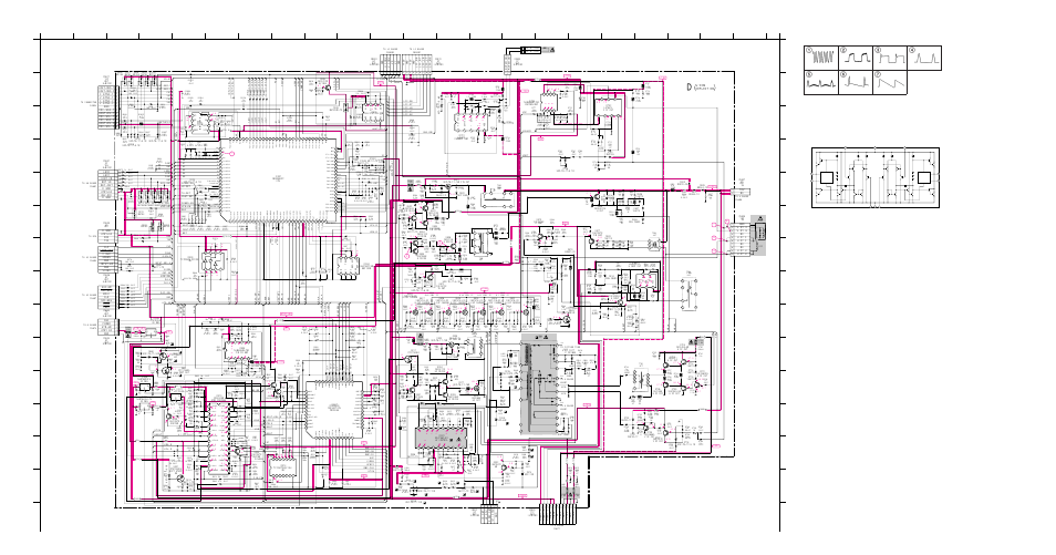 1) schematic diagram of d board, D board waveforms, 0 vp-p (4mhz) | 3 vp-p (h), 0 vp-p (h), 600 vp-p (h), 120 vp-p (h), 0 vp-p (v) | Sony CPD-520GST9 User Manual | Page 29 / 55