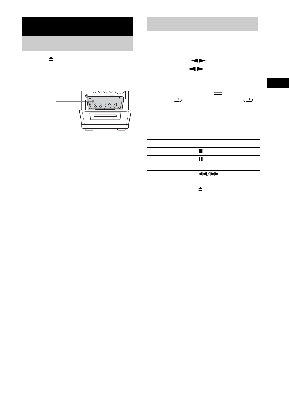 Tape – play, Loading a tape, Playing a tape | Loading a tape playing a tape | Sony CMT-EP414 User Manual | Page 11 / 28