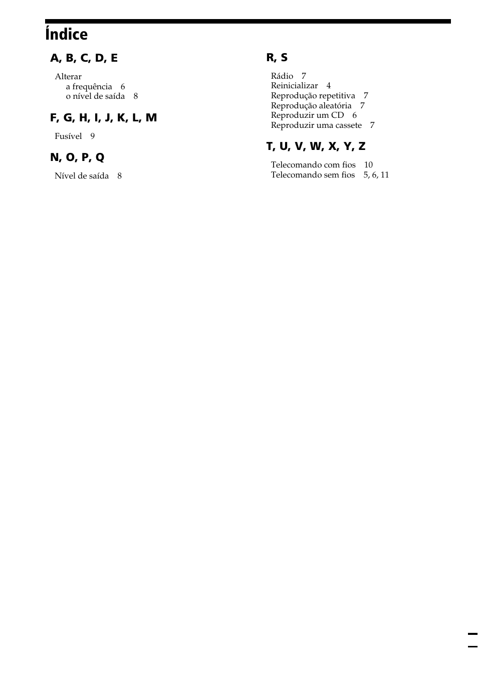 Índice | Sony CDX-525RF User Manual | Page 52 / 52