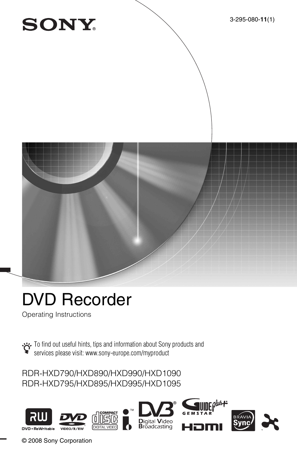 Sony RDR-HXD995 User Manual | 168 pages