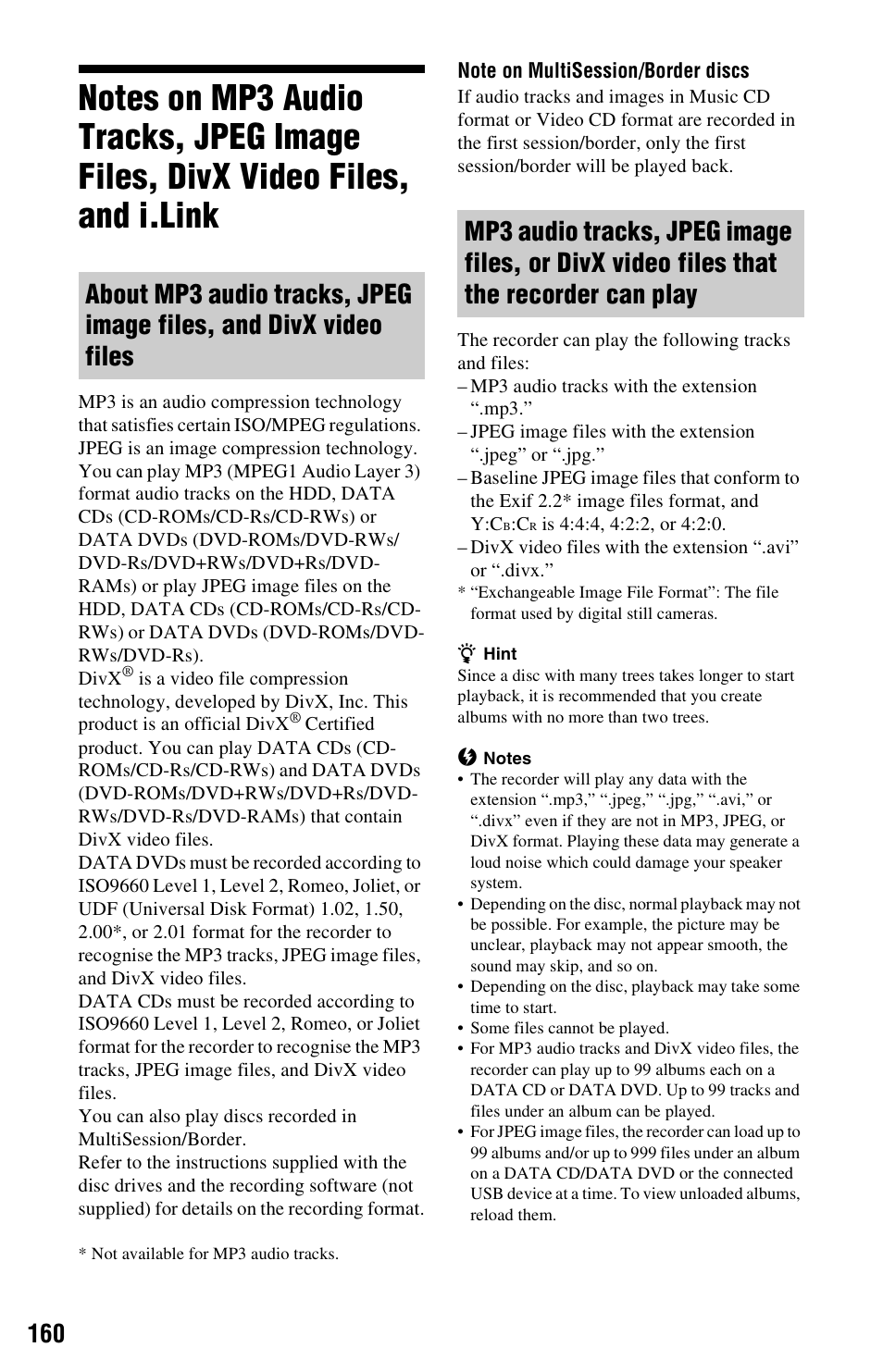 And i.link | Sony RDR-HXD995 User Manual | Page 160 / 168