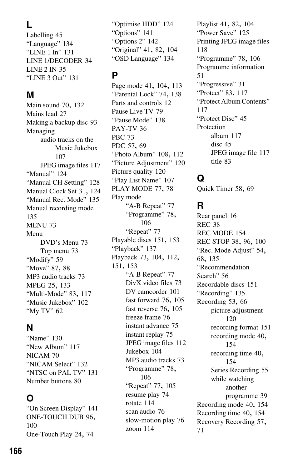 Sony RDR-HXD995 User Manual | Page 166 / 168