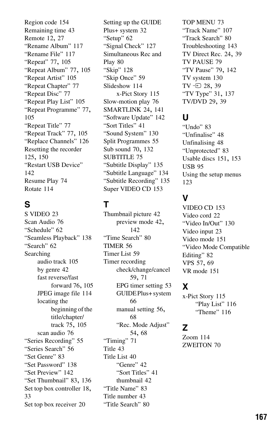 Sony RDR-HXD995 User Manual | Page 167 / 168