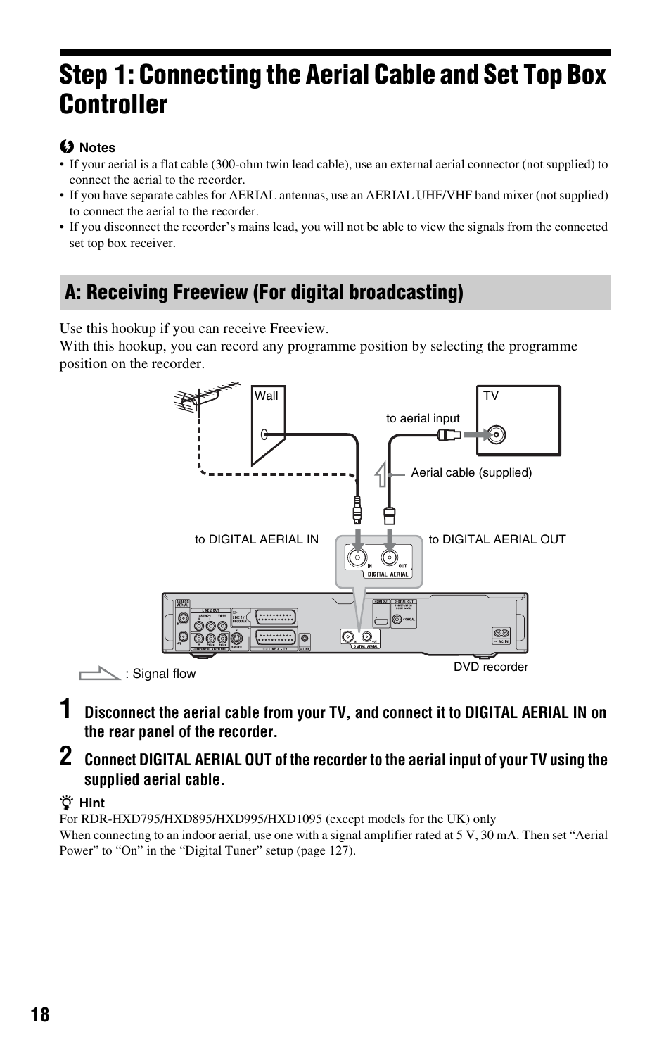 A: receiving freeview (for digital broadcasting) | Sony RDR-HXD995 User Manual | Page 18 / 168