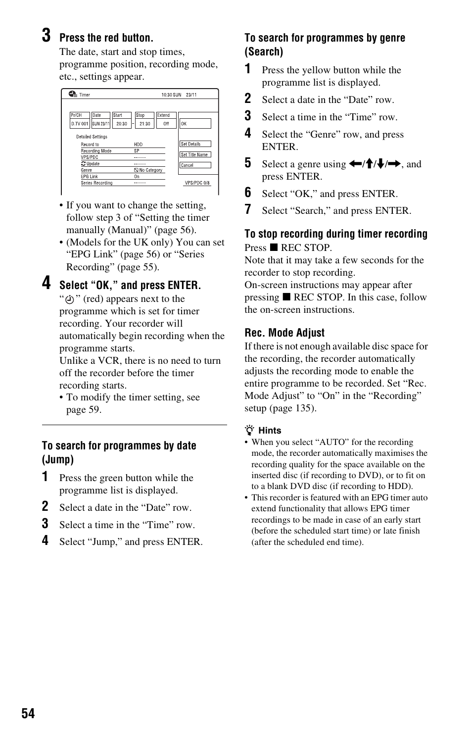 Sony RDR-HXD995 User Manual | Page 54 / 168