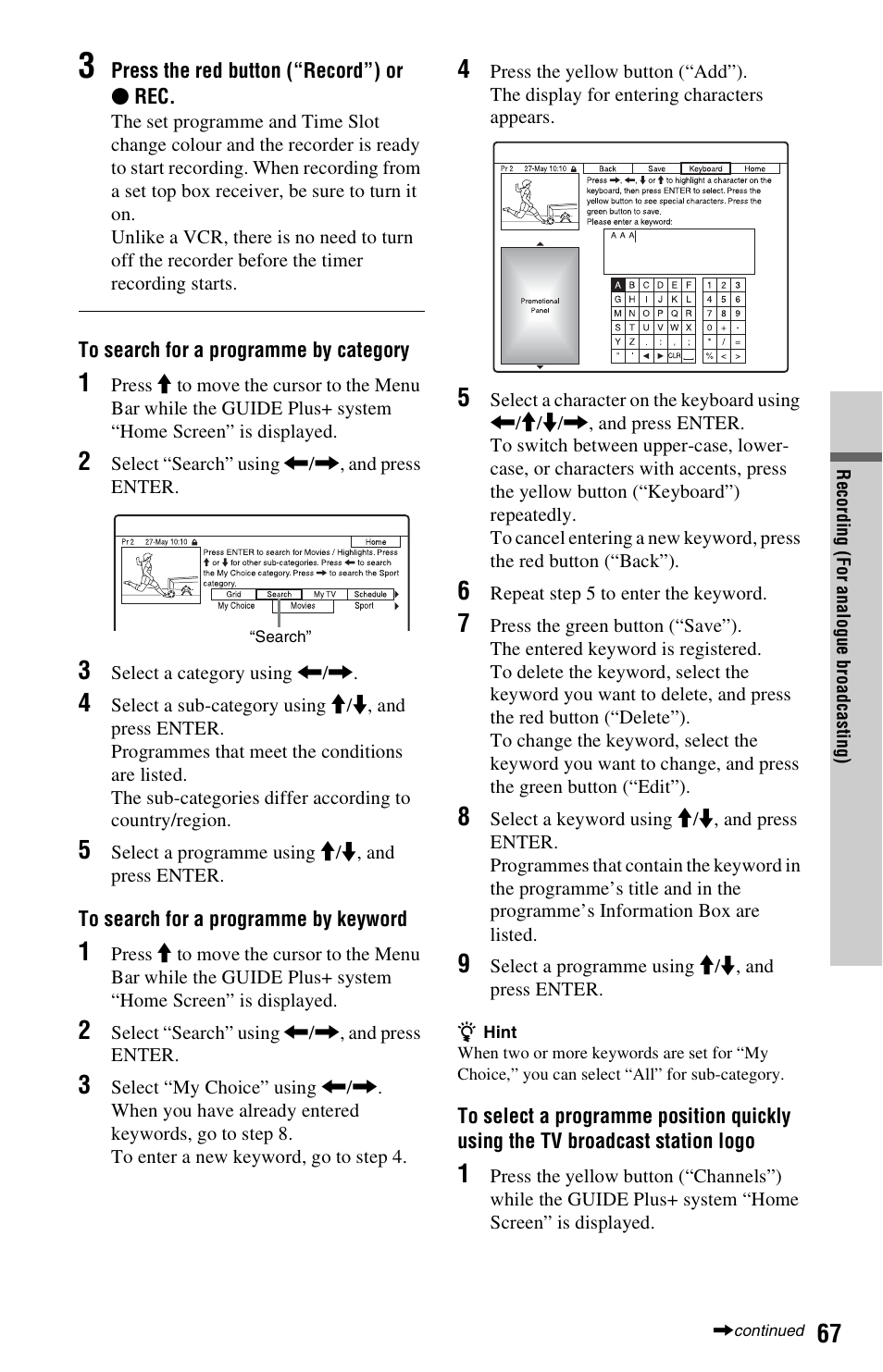 Sony RDR-HXD995 User Manual | Page 67 / 168