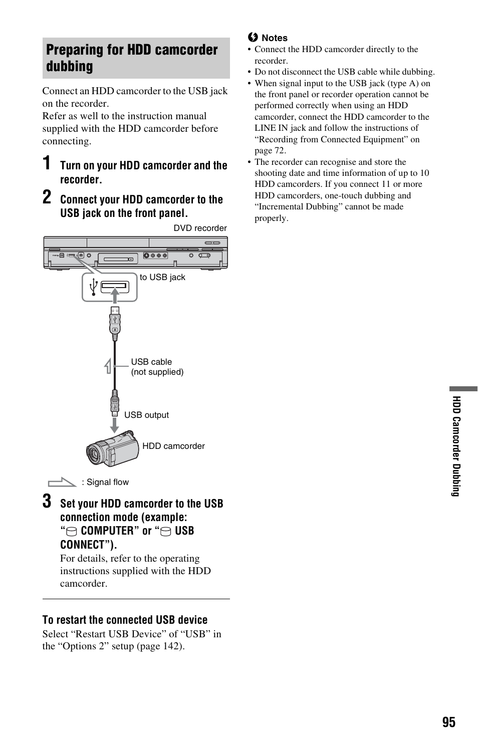 Preparing for hdd camcorder dubbing | Sony RDR-HXD995 User Manual | Page 95 / 168
