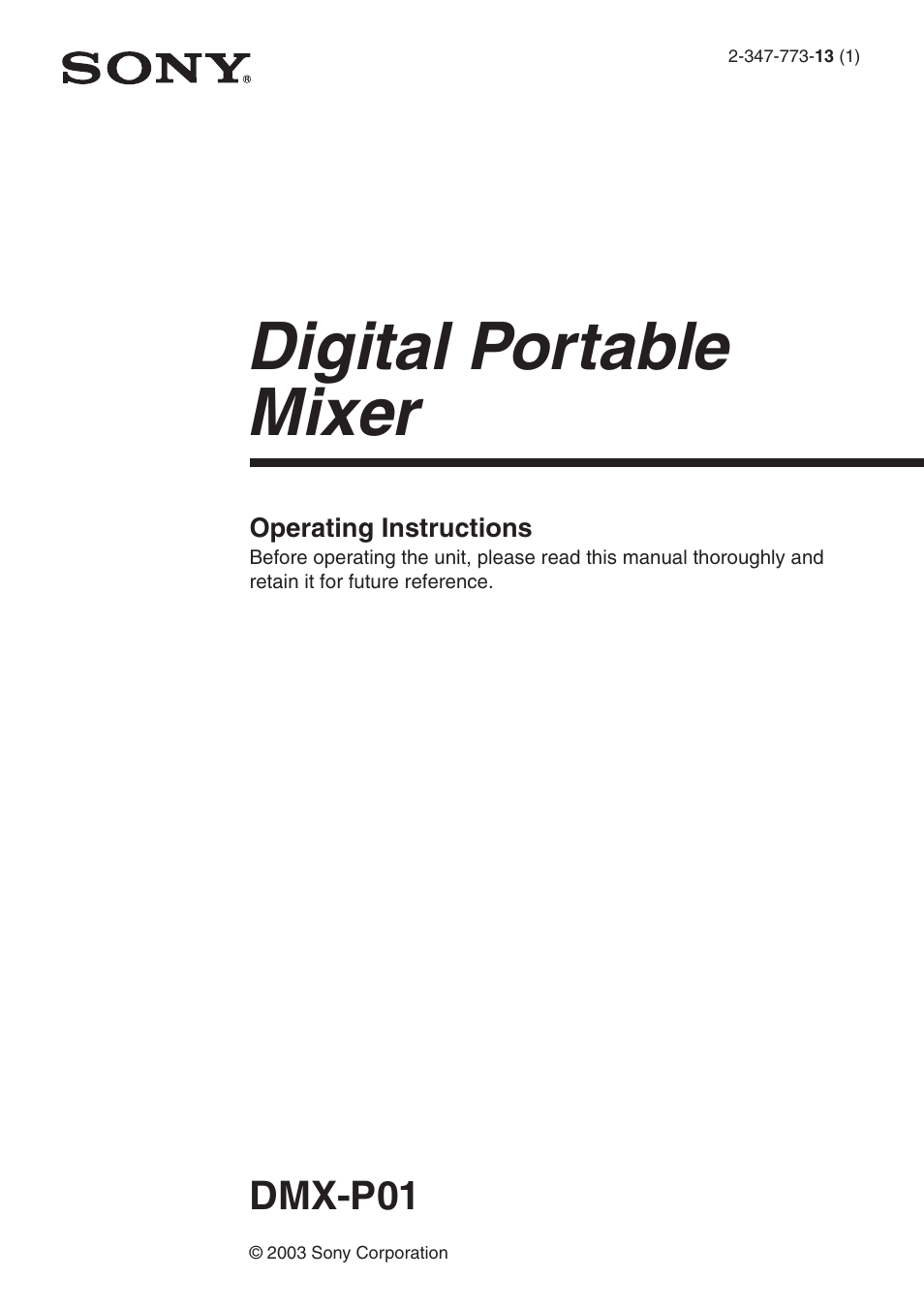 Sony DMX-P01 User Manual | 49 pages