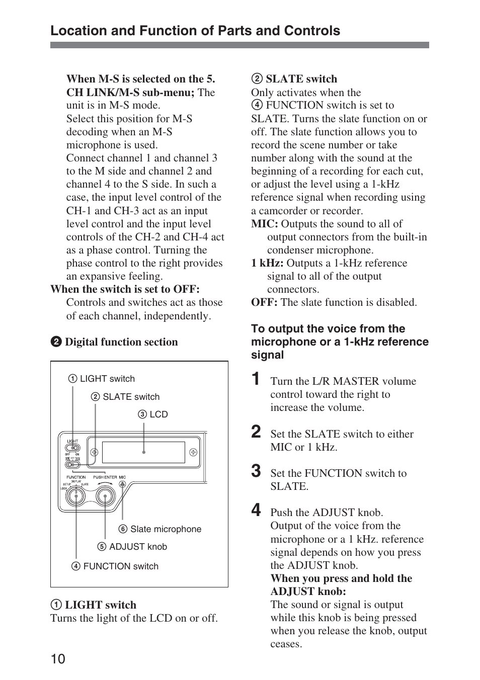 Location and function of parts and controls | Sony DMX-P01 User Manual | Page 10 / 49