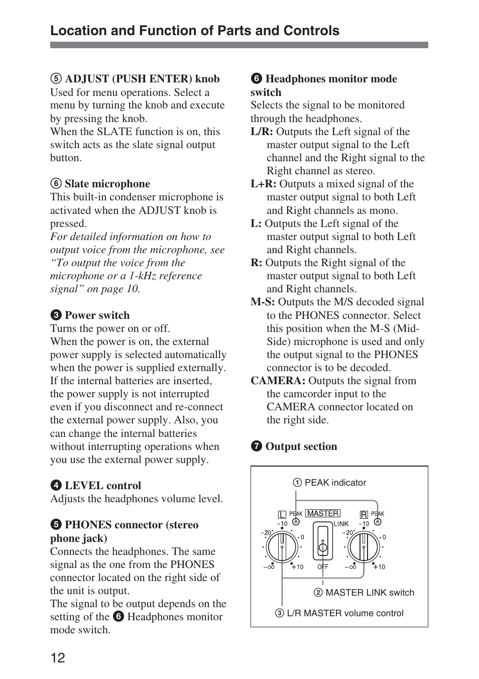 Location and function of parts and controls | Sony DMX-P01 User Manual | Page 12 / 49