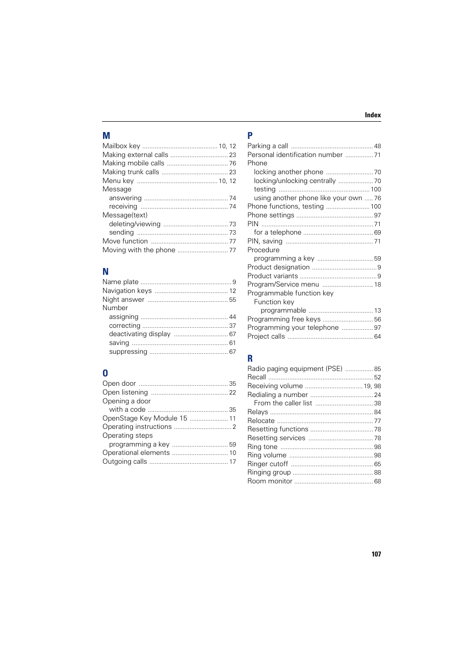 Sony HIPATH 500 User Manual | Page 107 / 113