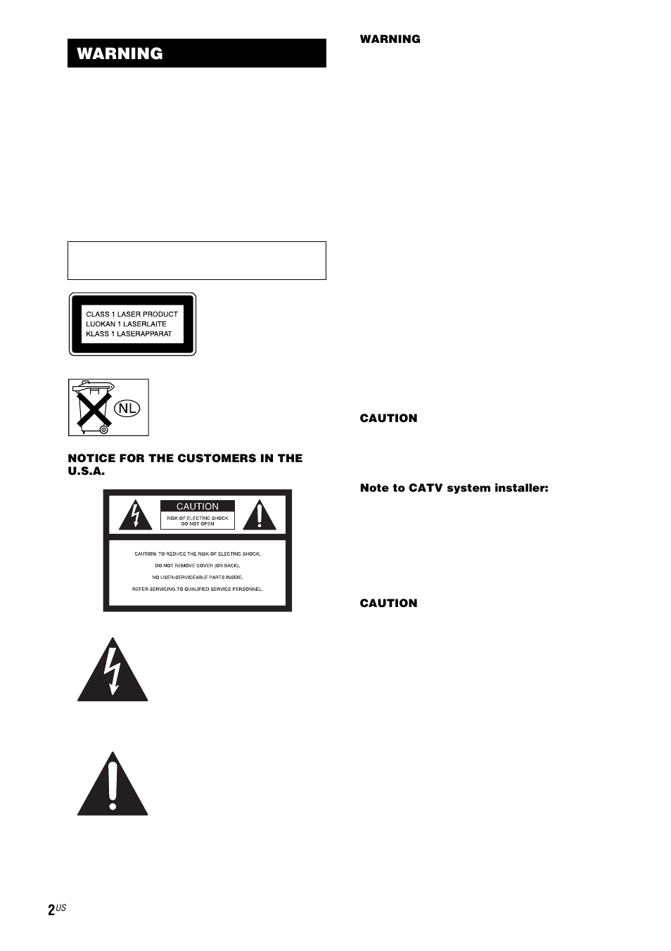 Warning | Sony MHC-LX10000 User Manual | Page 2 / 40