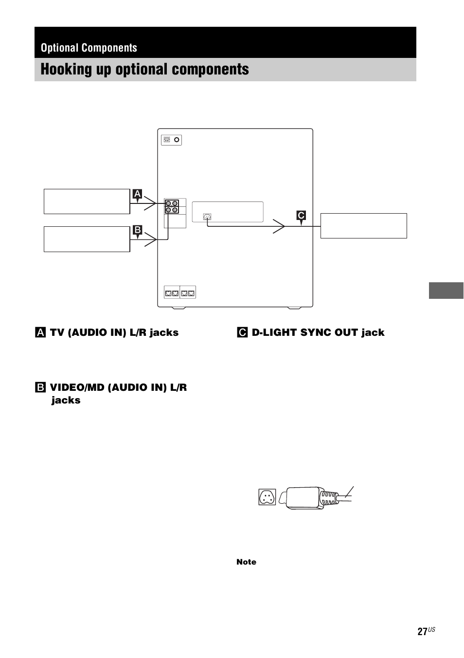 Optional components, Hooking up optional components | Sony MHC-LX10000 User Manual | Page 27 / 40