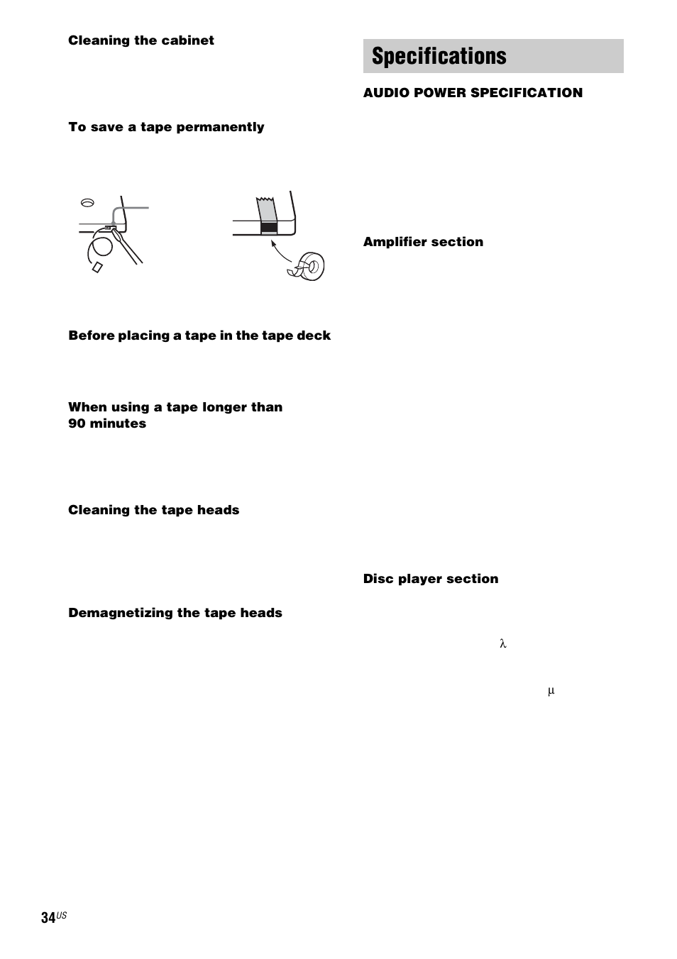 Specifications | Sony MHC-LX10000 User Manual | Page 34 / 40