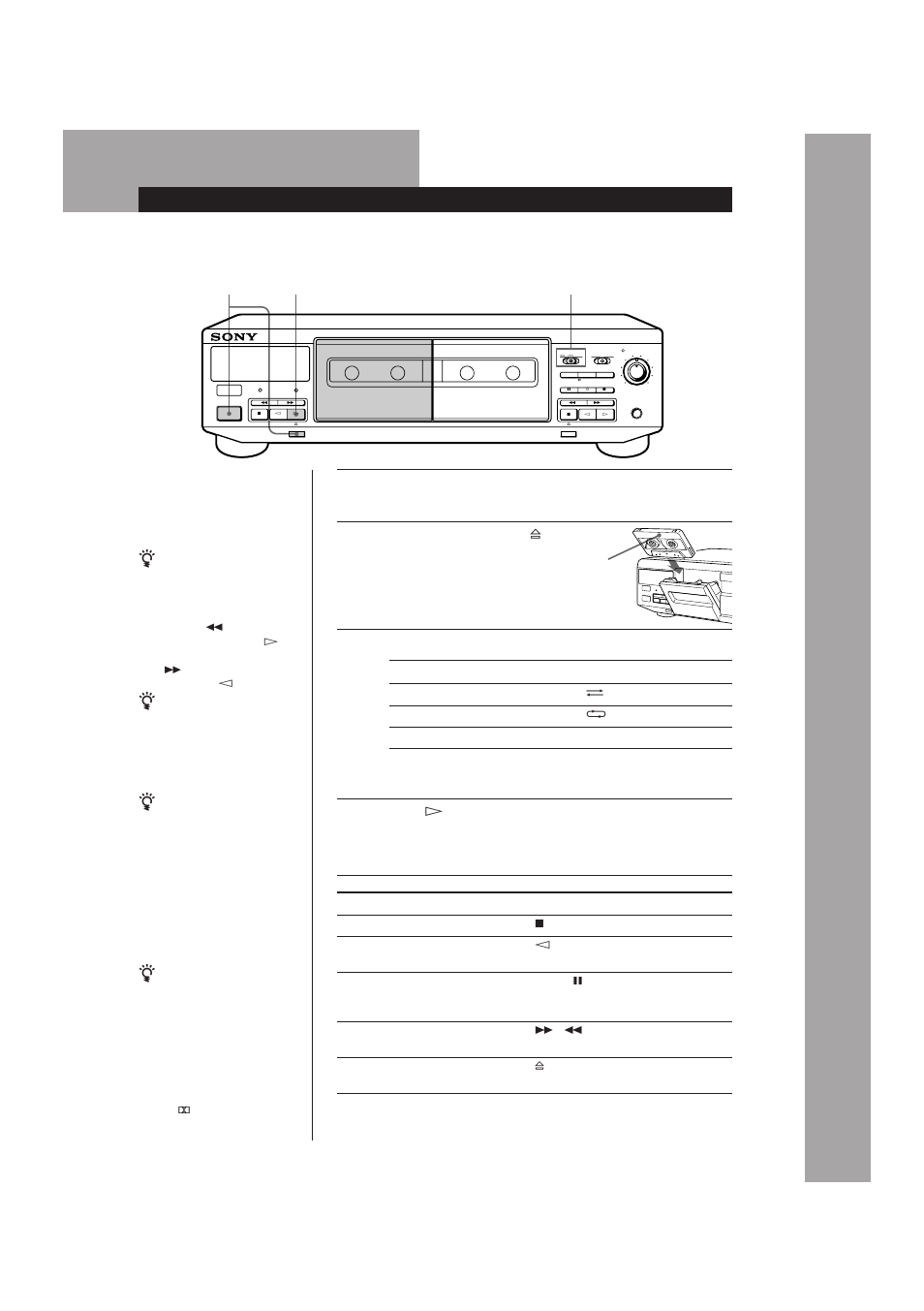 Reproducci溶 de cintas, Reproducción de cintas, Operaciones básicas | Ajuste direction | Sony TC-WR661 User Manual | Page 30 / 57