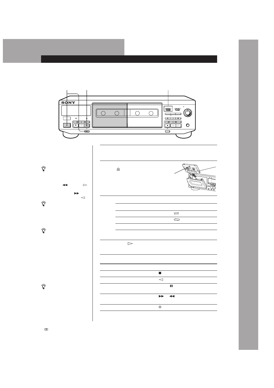 Leitura de cassetes, Operações básicas, Ajuste direction | Sony TC-WR661 User Manual | Page 44 / 57