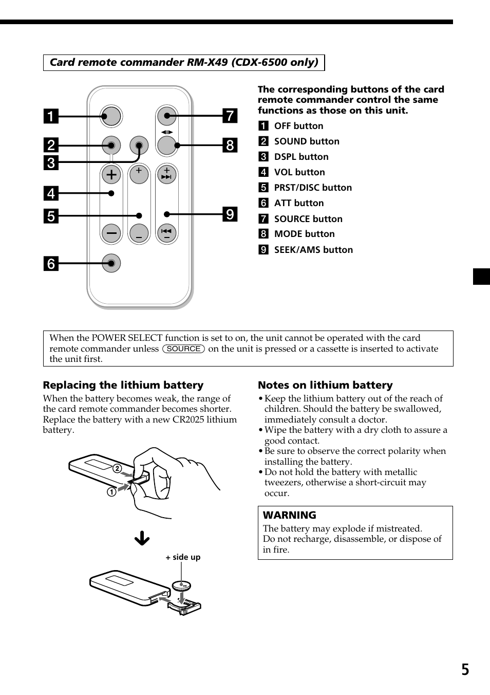 Sony CDX-4500 User Manual | Page 5 / 30