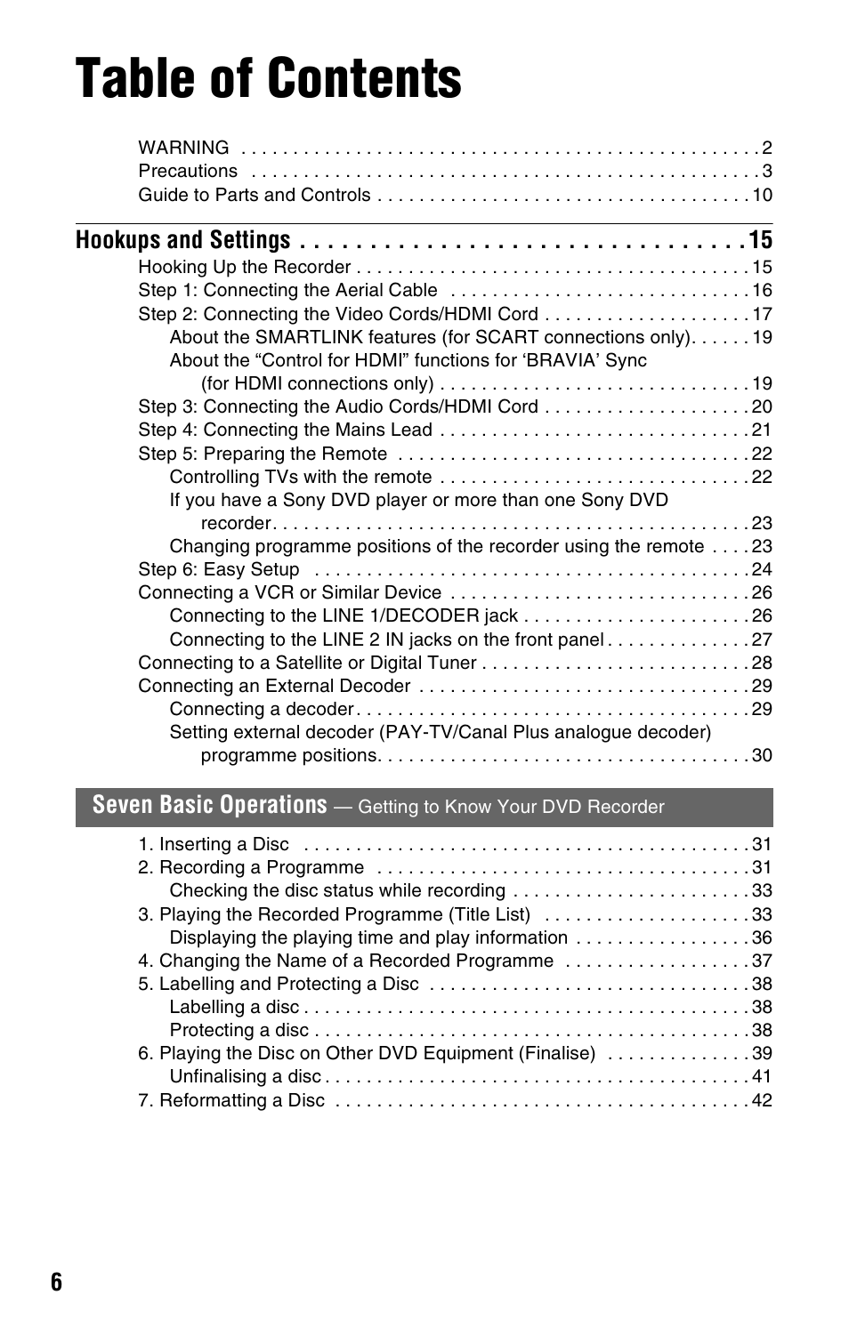 Sony RDR-HX680 User Manual | Page 6 / 140