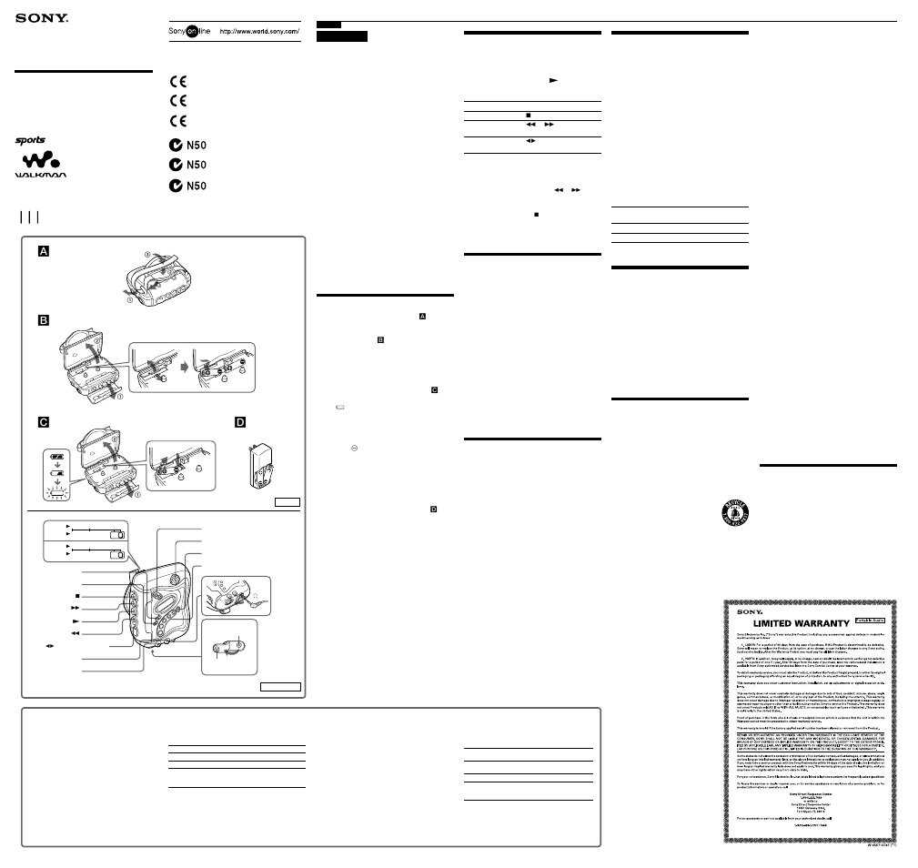 Sony WM-FS220 User Manual | 2 pages