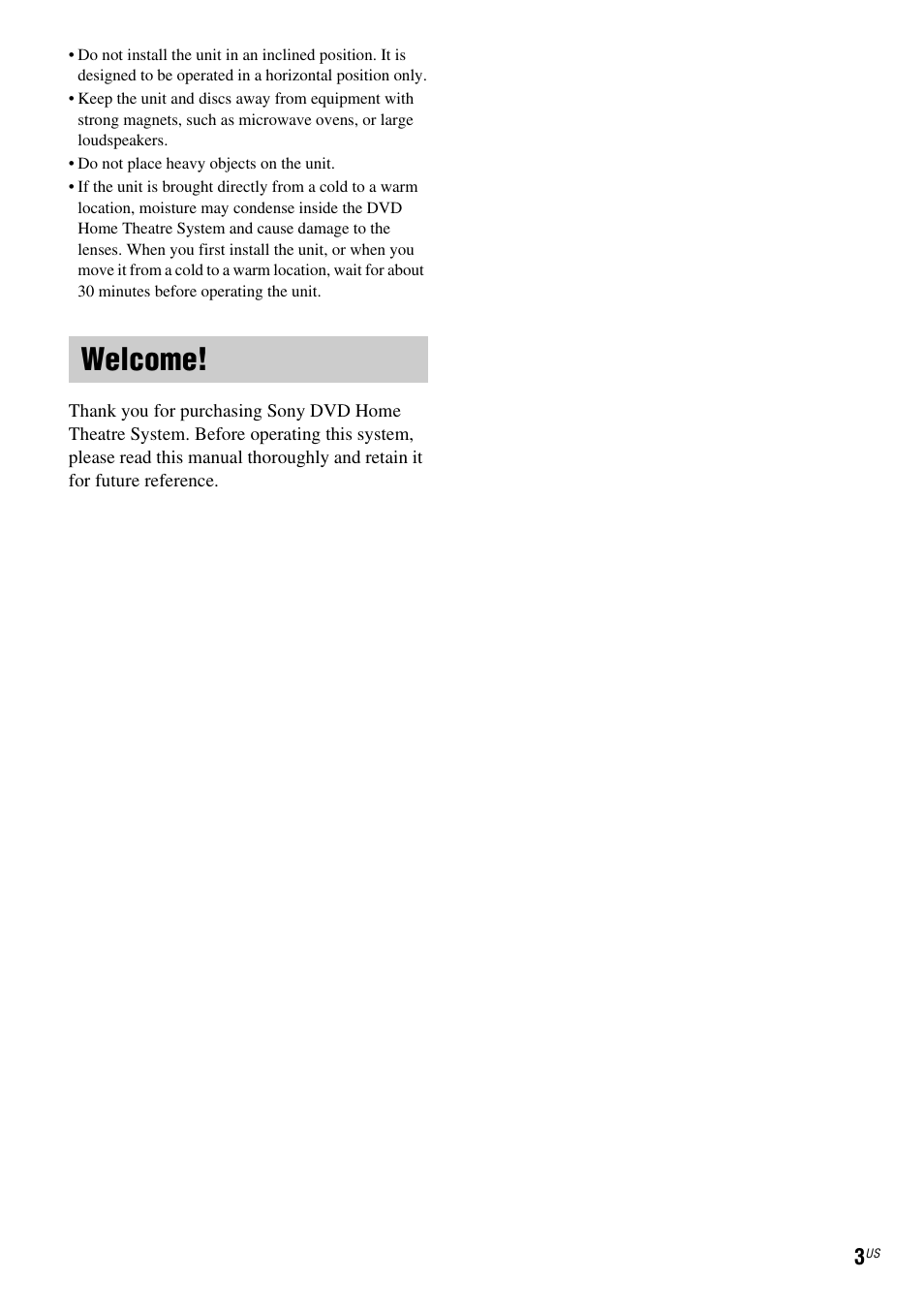 Welcome | Sony DAV-DX355 User Manual | Page 3 / 104