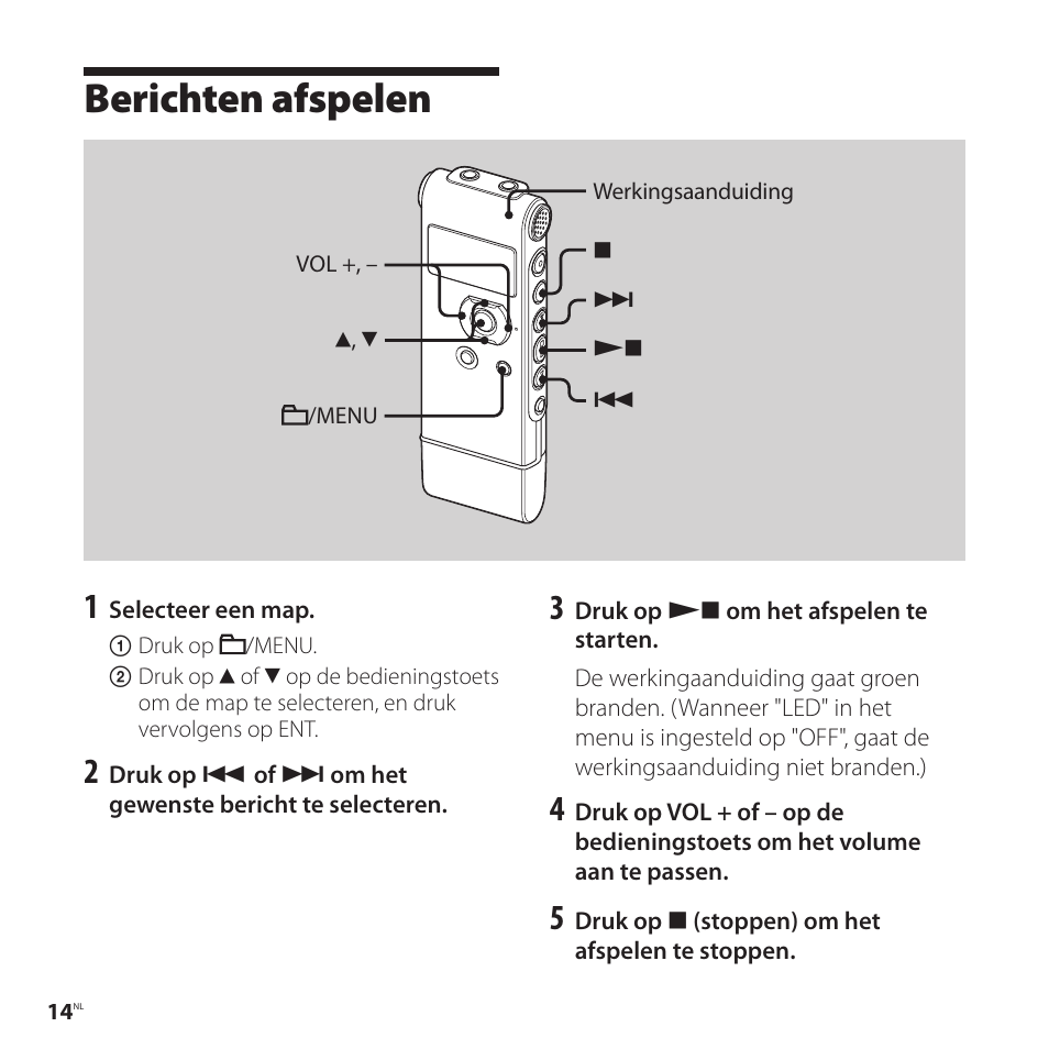 Berichten afspelen | Sony ICD-UX81F User Manual | Page 104 / 122