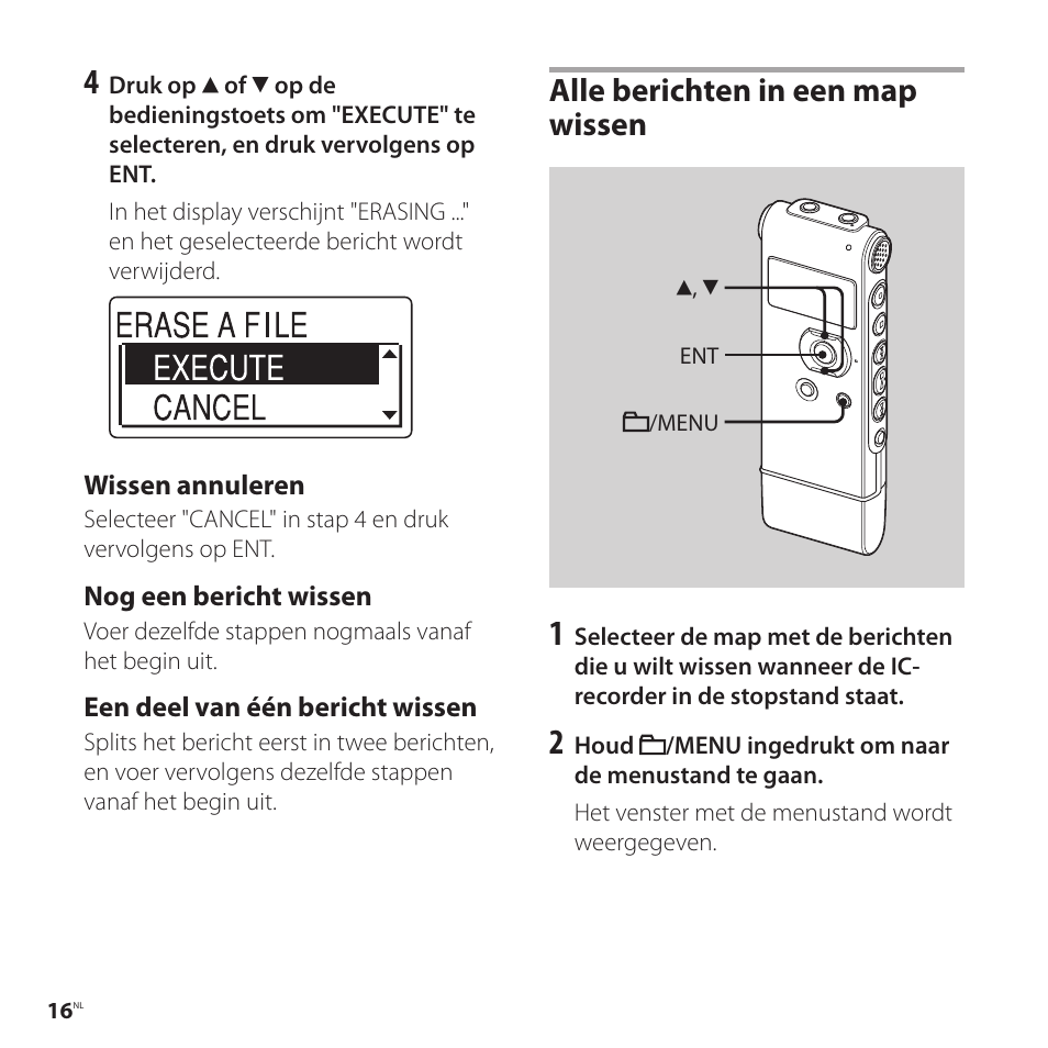 Alle berichten in een map wissen | Sony ICD-UX81F User Manual | Page 106 / 122