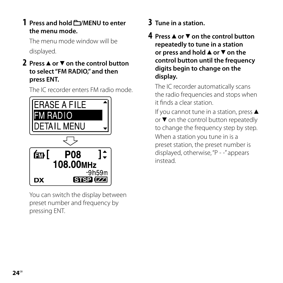 Sony ICD-UX81F User Manual | Page 24 / 122