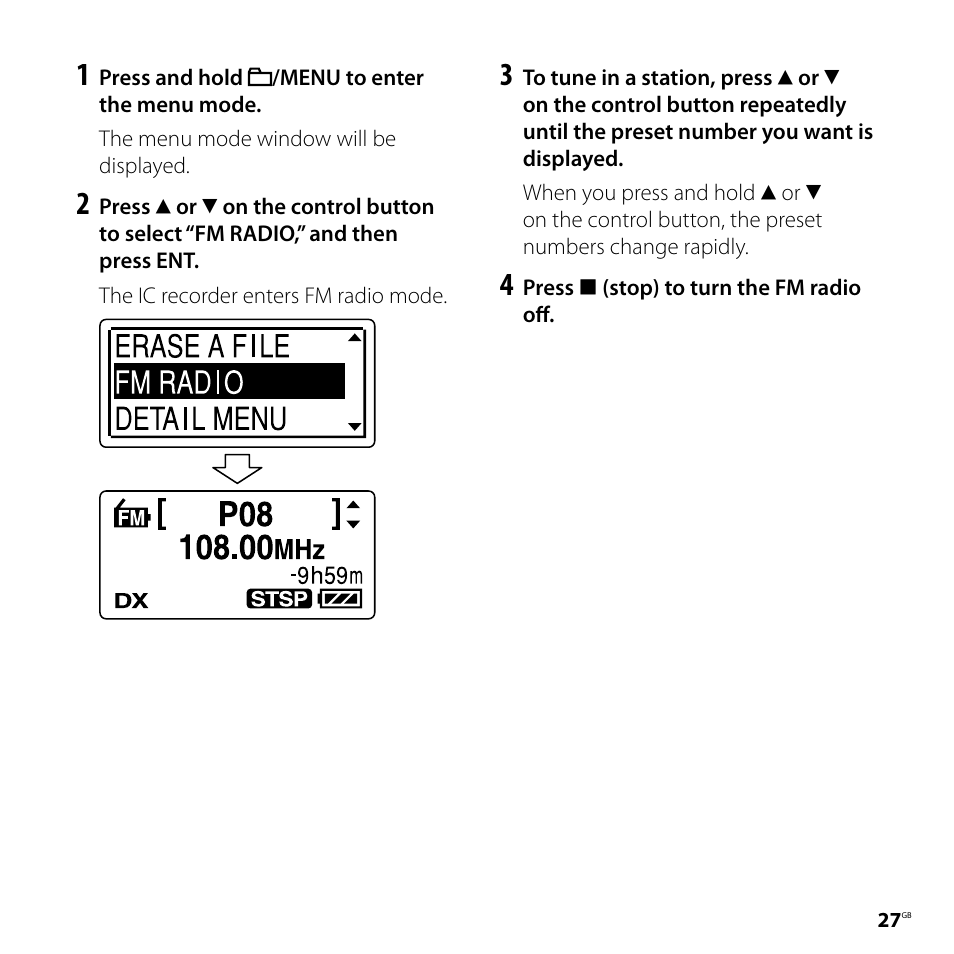 Sony ICD-UX81F User Manual | Page 27 / 122