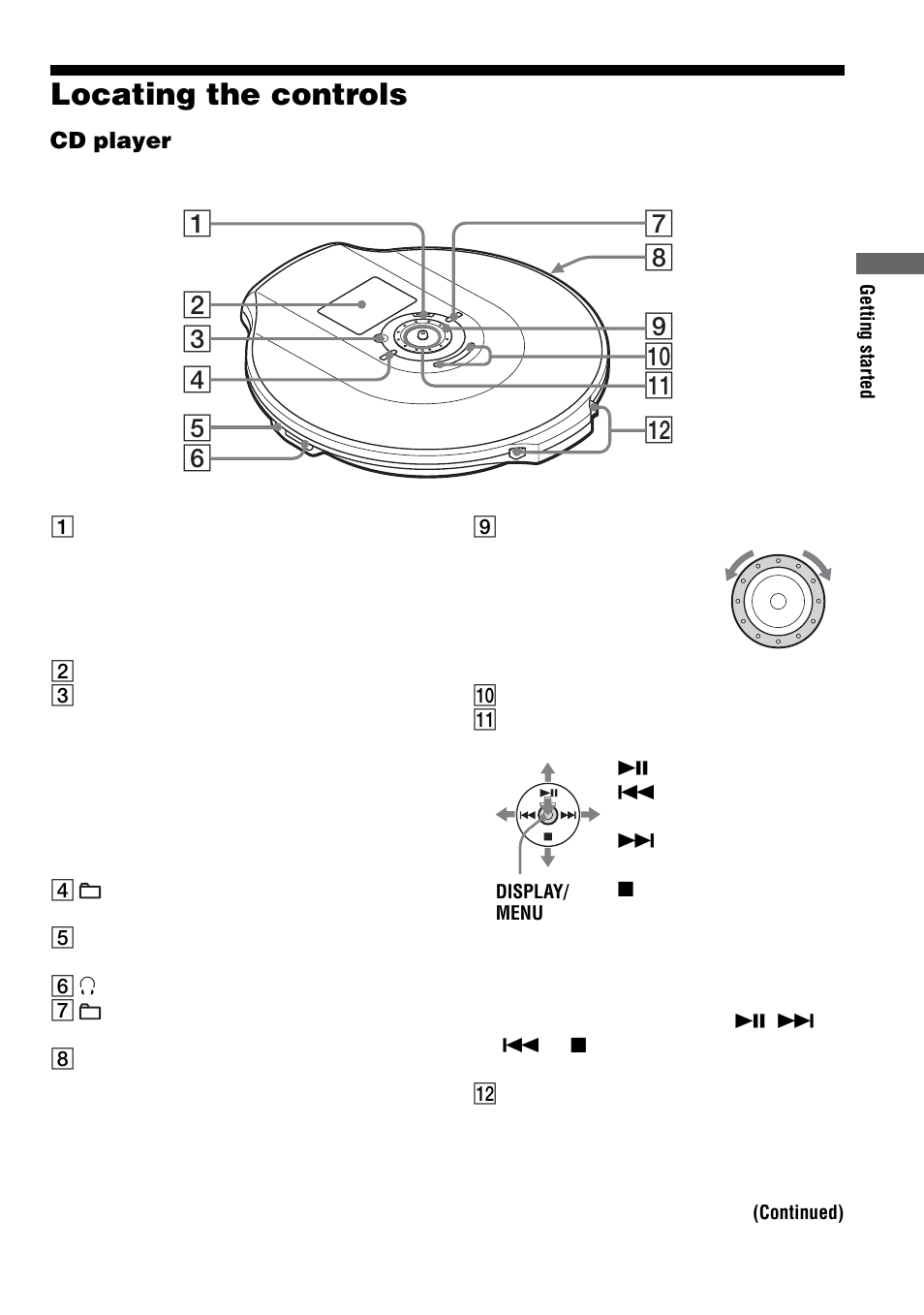 Locating the controls | Sony D-NF600 User Manual | Page 11 / 44