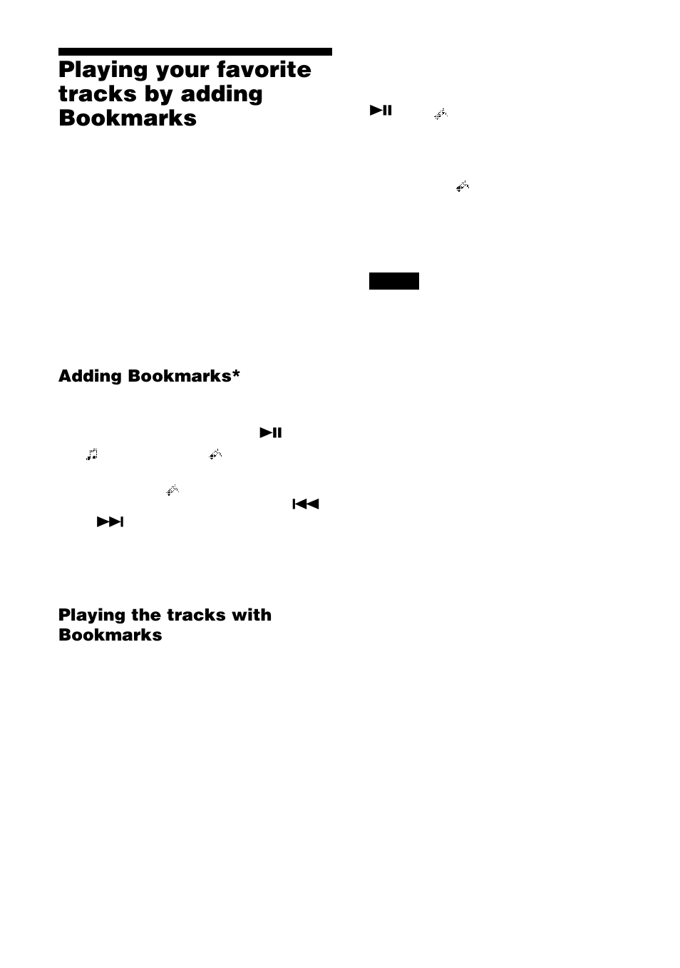 Playing your favorite tracks by adding bookmarks | Sony D-NF600 User Manual | Page 20 / 44