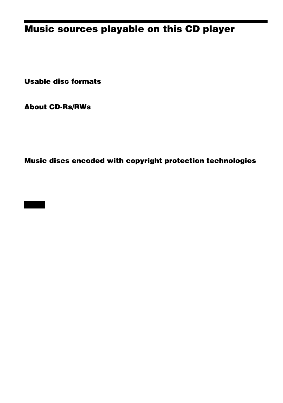 Music sources playable on this cd player | Sony D-NF600 User Manual | Page 6 / 44