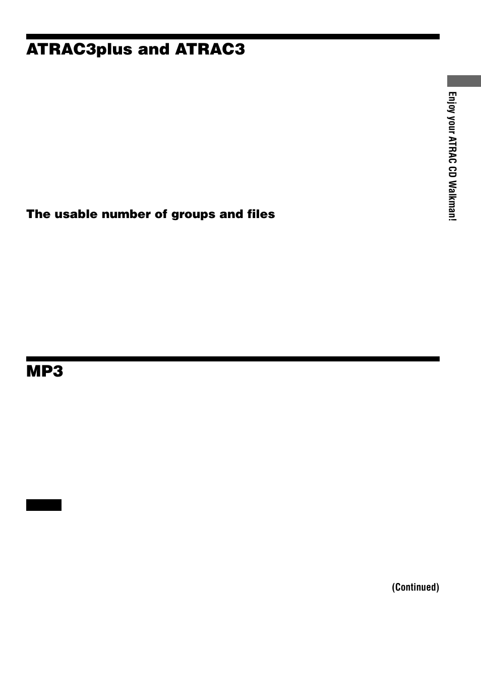 Atrac3plus and atrac3 | Sony D-NF600 User Manual | Page 7 / 44