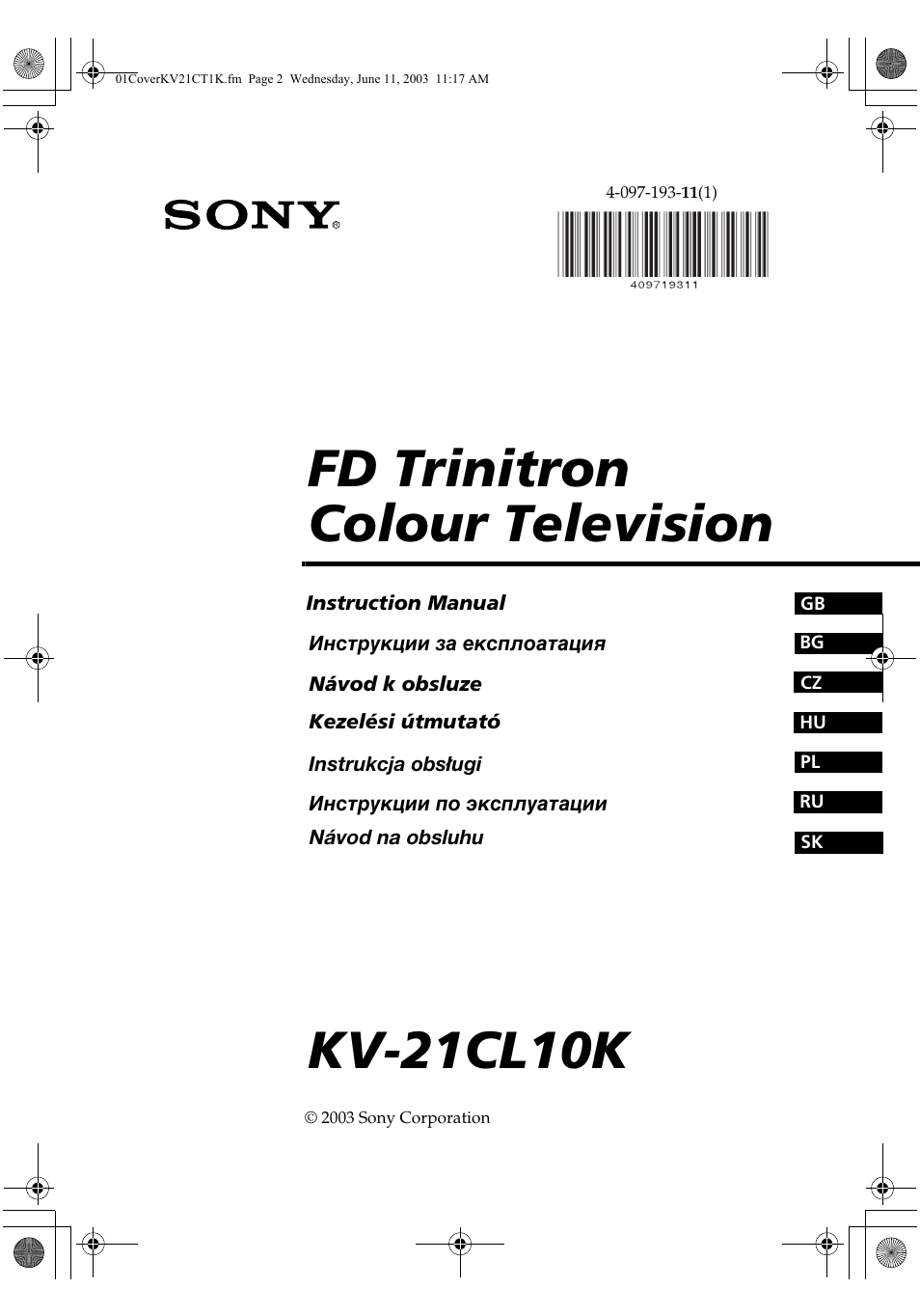 Sony KV-21CL10K User Manual | 128 pages