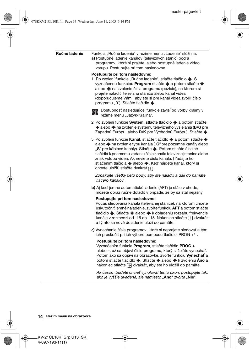 Sony KV-21CL10K User Manual | Page 122 / 128