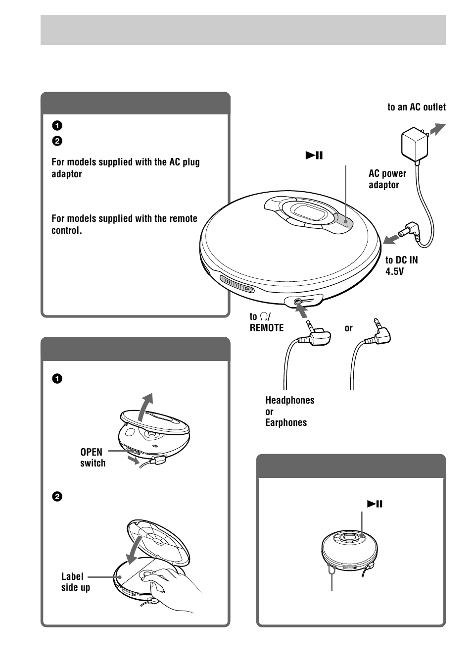 Playing a cd, Connect your cd player, Insert a cd | Play a cd | Sony D-EJ611 User Manual | Page 6 / 24