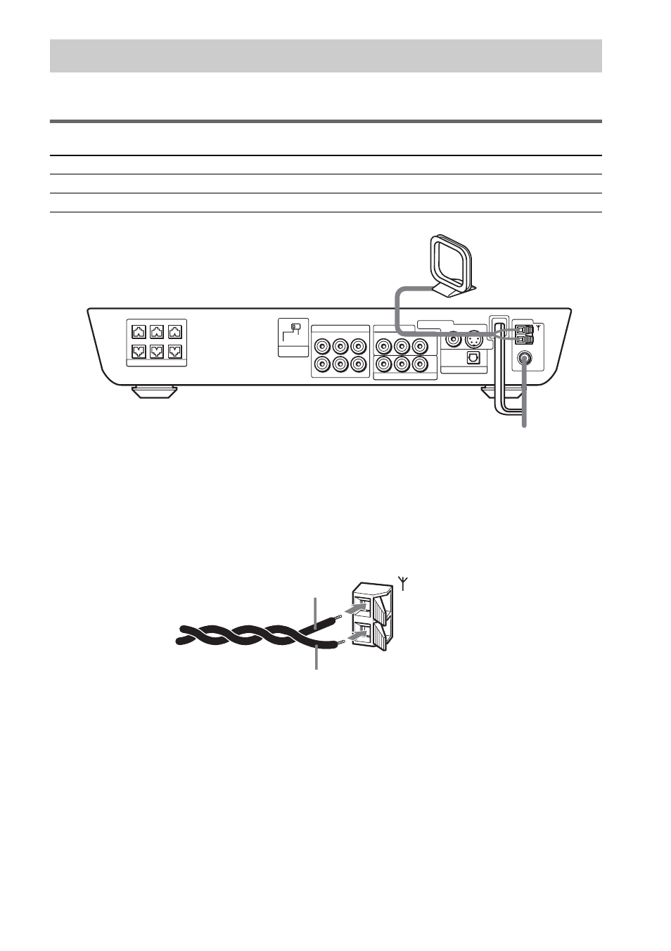 Step 2: antenna hookups, Terminals for connecting the antennas, Connect the to the | Am loop antenna fm wire antenna | Sony DAV-FC7 User Manual | Page 18 / 92