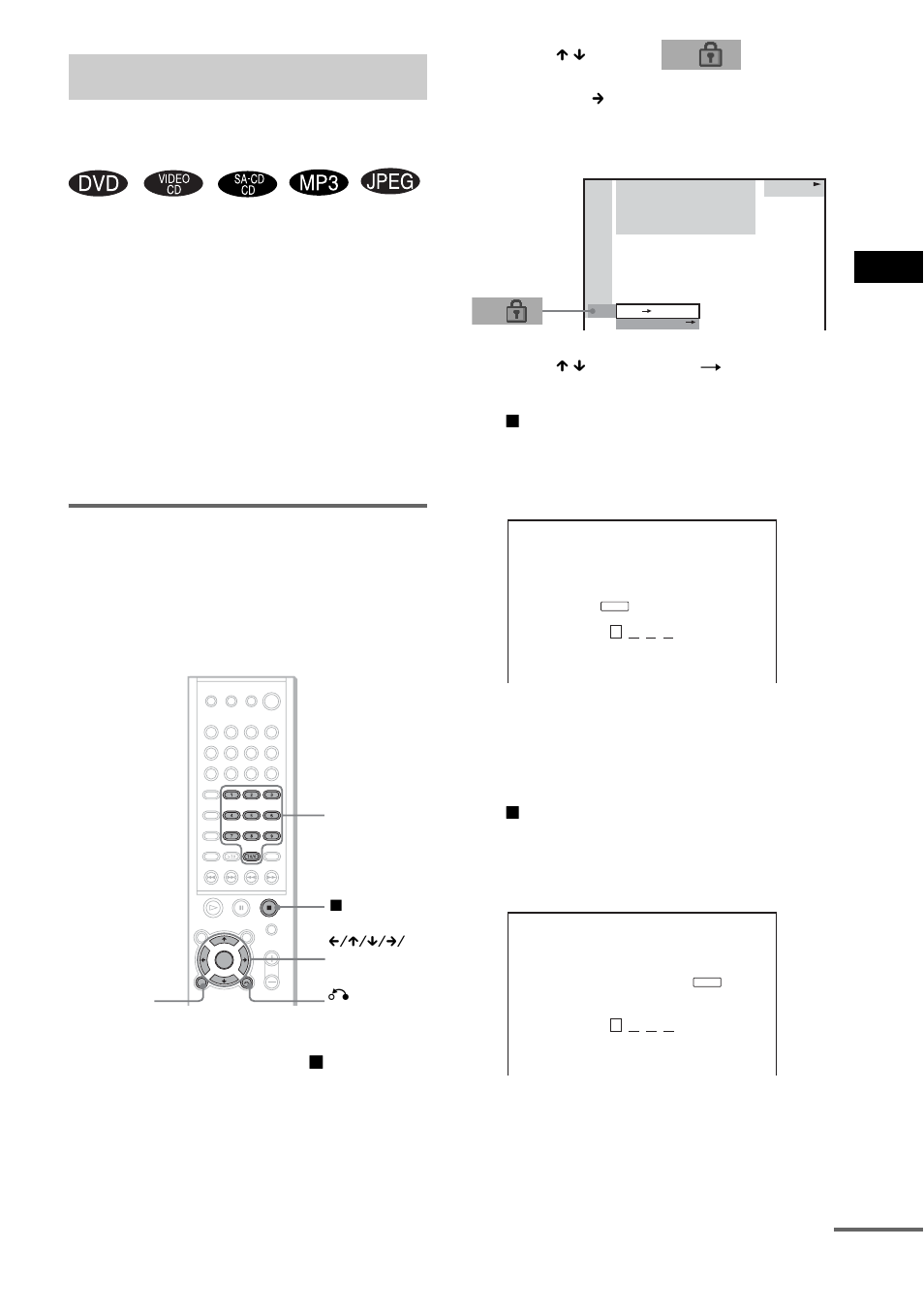 Locking discs, Custom parental control | Sony DAV-FC7 User Manual | Page 53 / 92