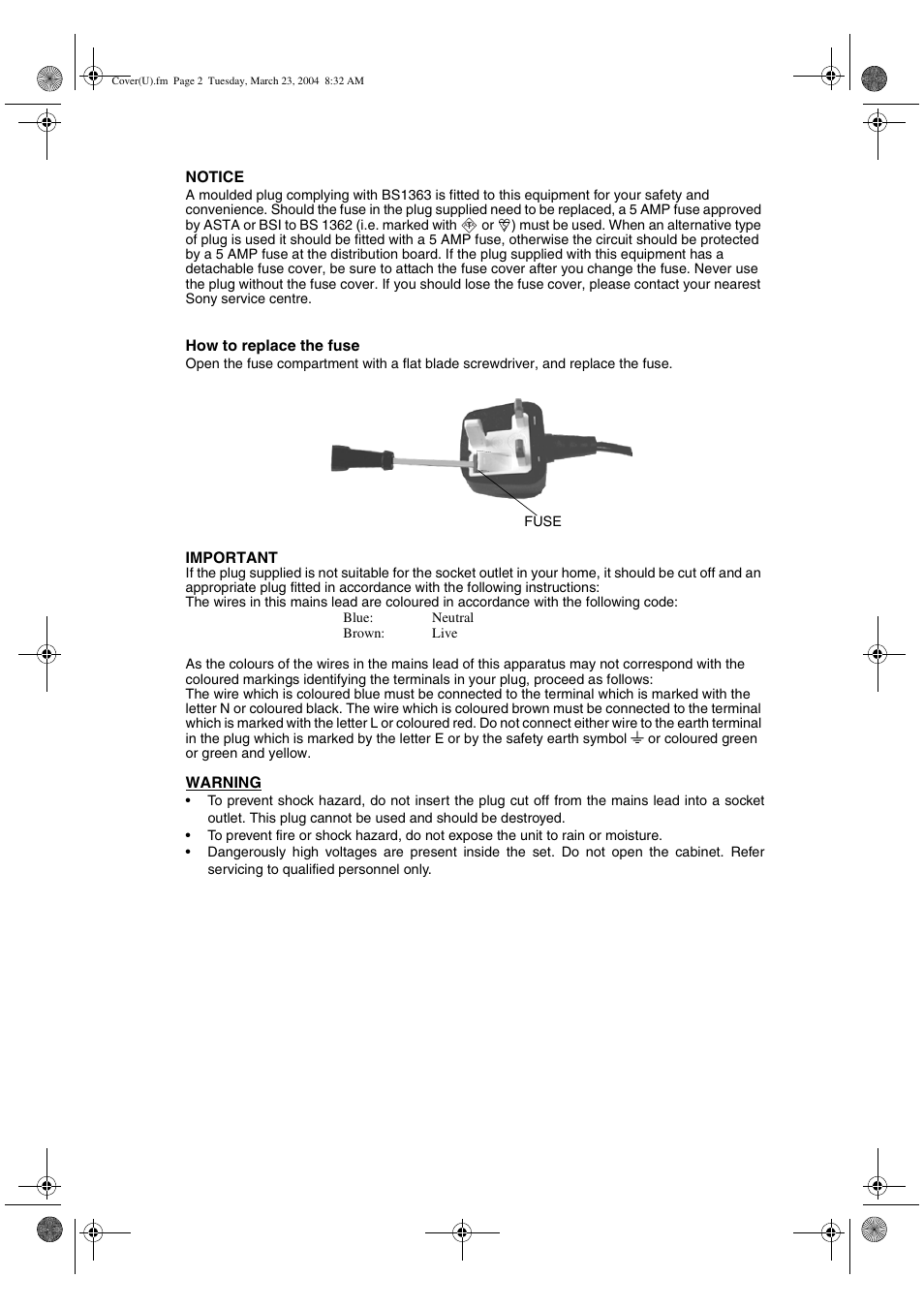 Sony FD Trinitron KV-28CS70U User Manual | Page 2 / 24