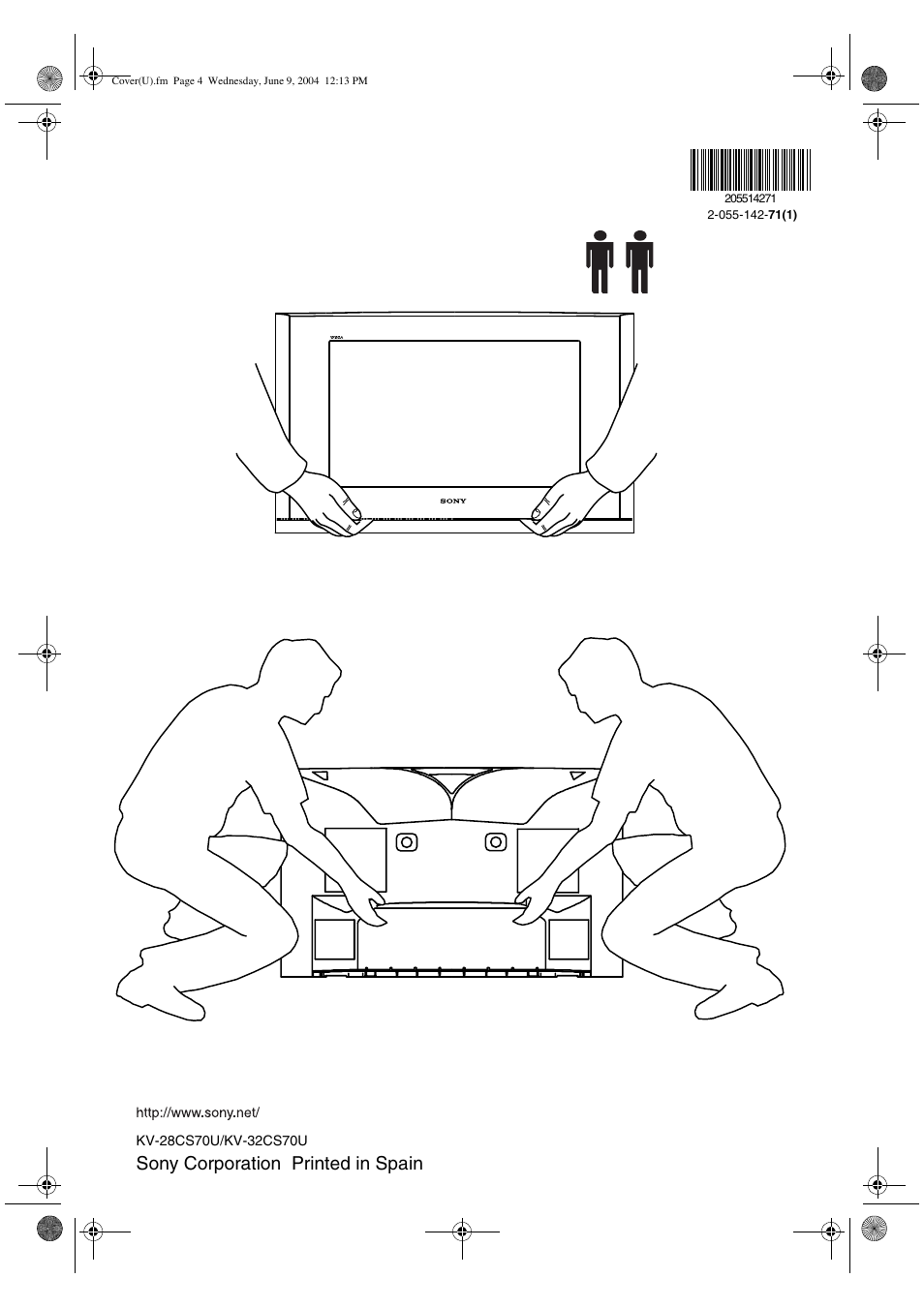 Sony corporation printed in spain | Sony FD Trinitron KV-28CS70U User Manual | Page 24 / 24