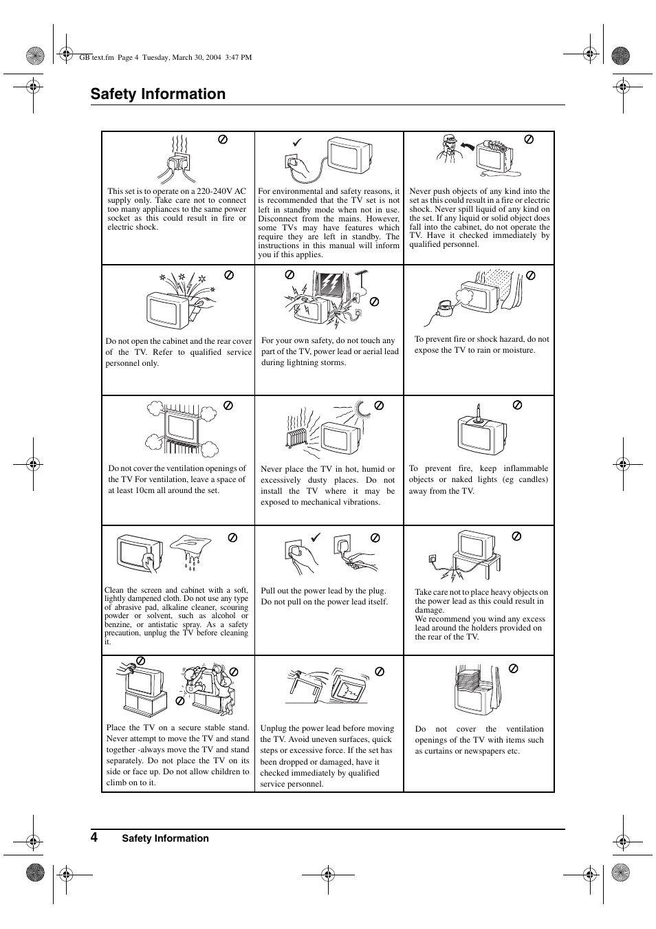 Safety information | Sony FD Trinitron KV-28CS70U User Manual | Page 4 / 24