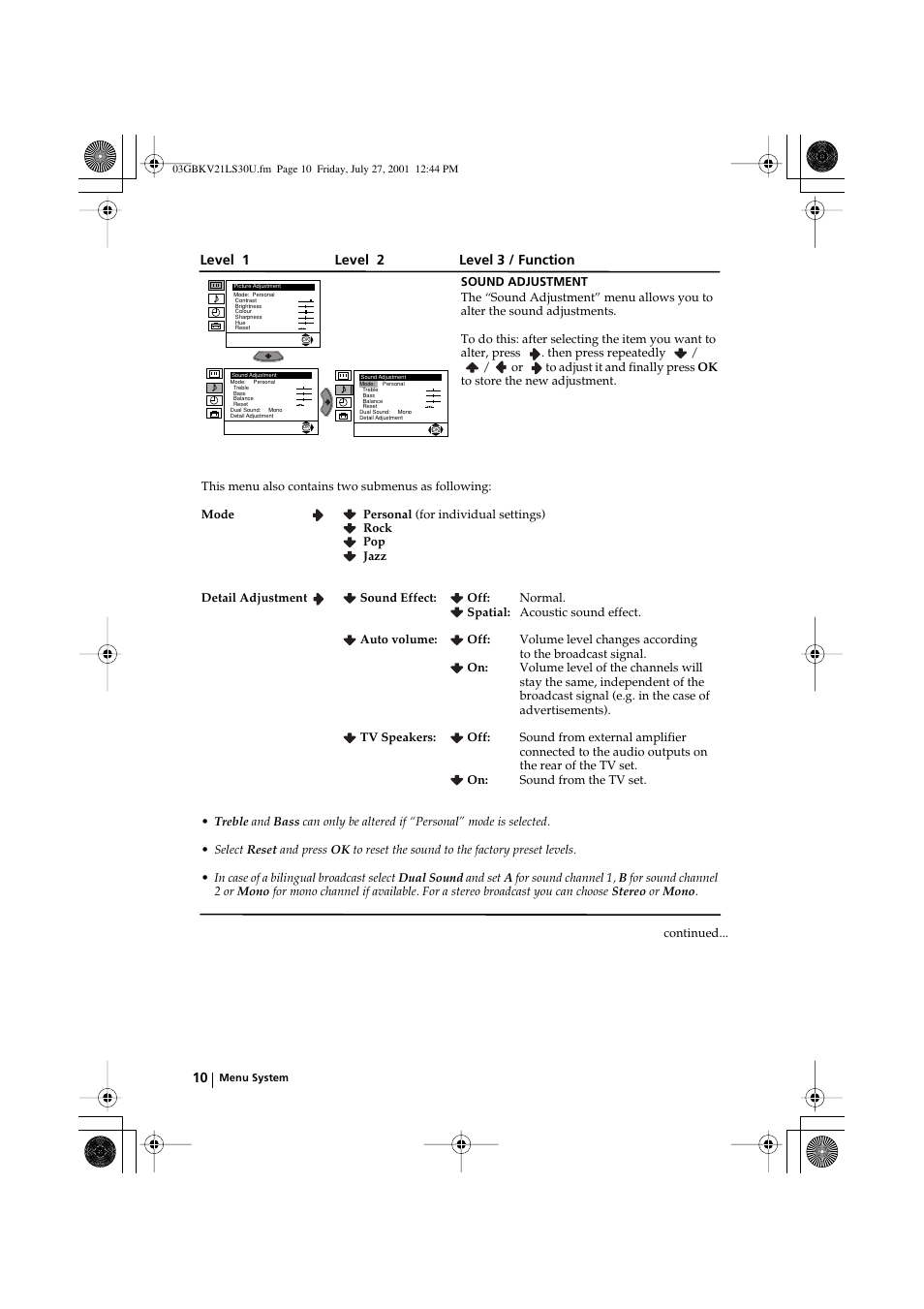 Sony KV-21LS30U User Manual | Page 10 / 23