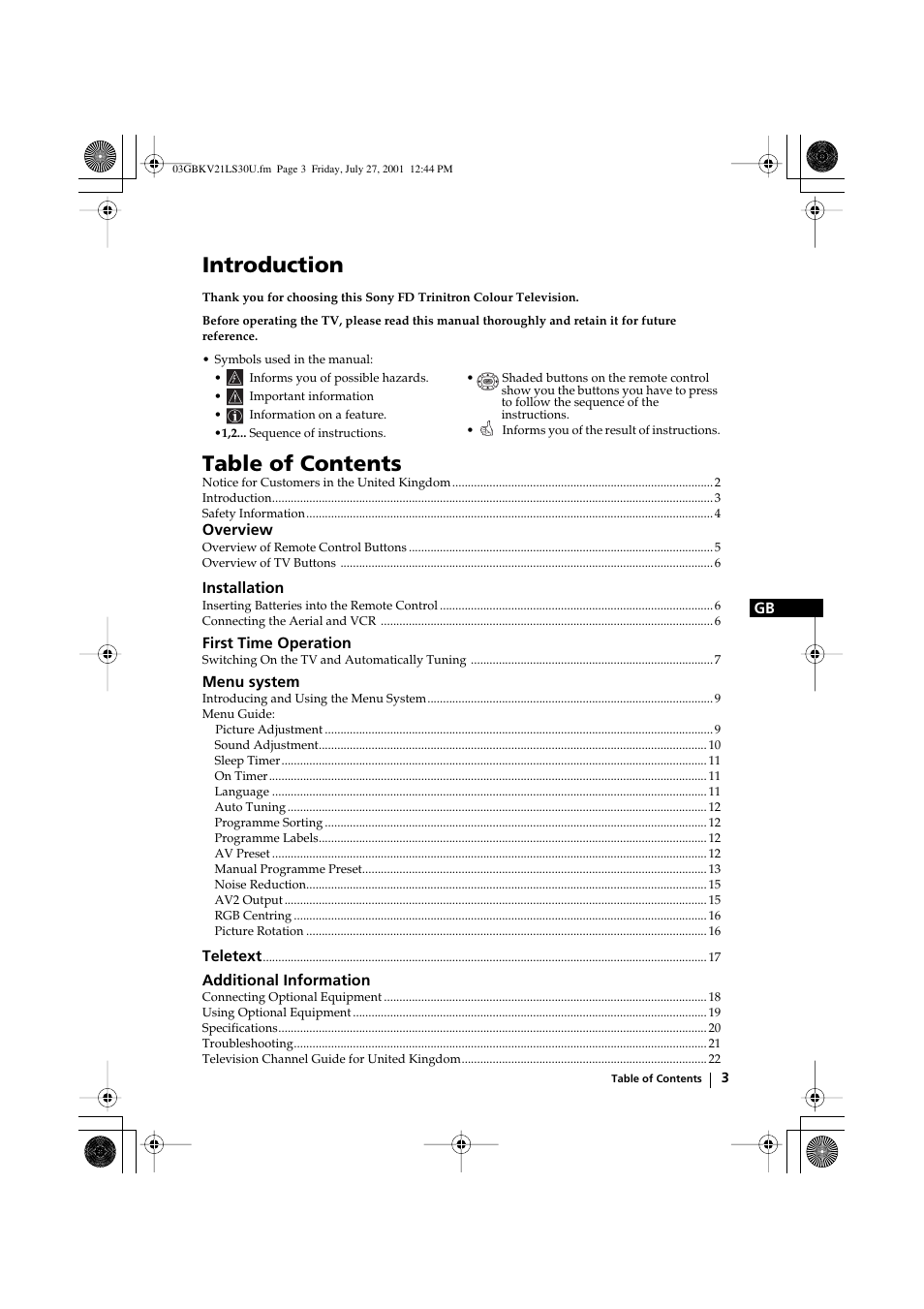 Sony KV-21LS30U User Manual | Page 3 / 23